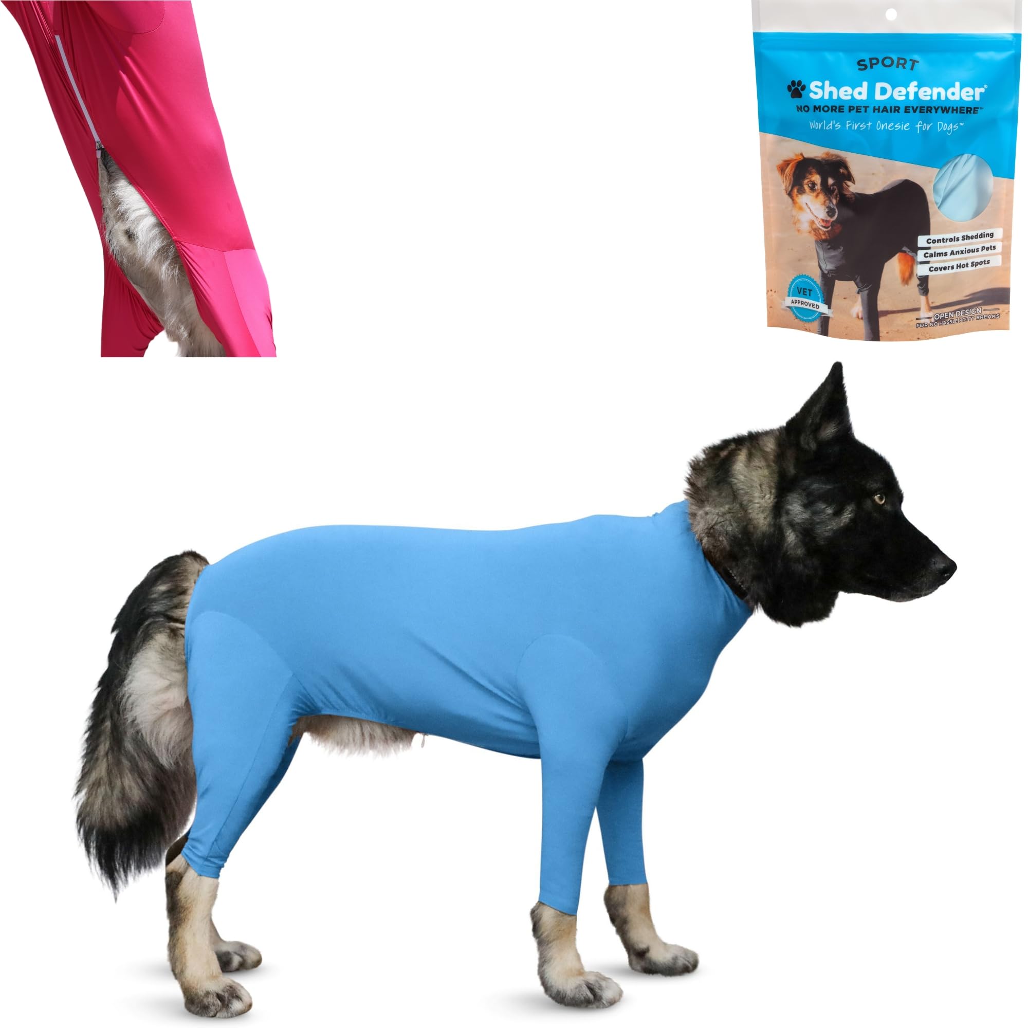 Shed Defender Sport Dog Onesie for Dog Shedding, Seen on Shark Tank, Lightweight Breathable, Bodysuit for Dogs, Pet Jumpsuit, Do