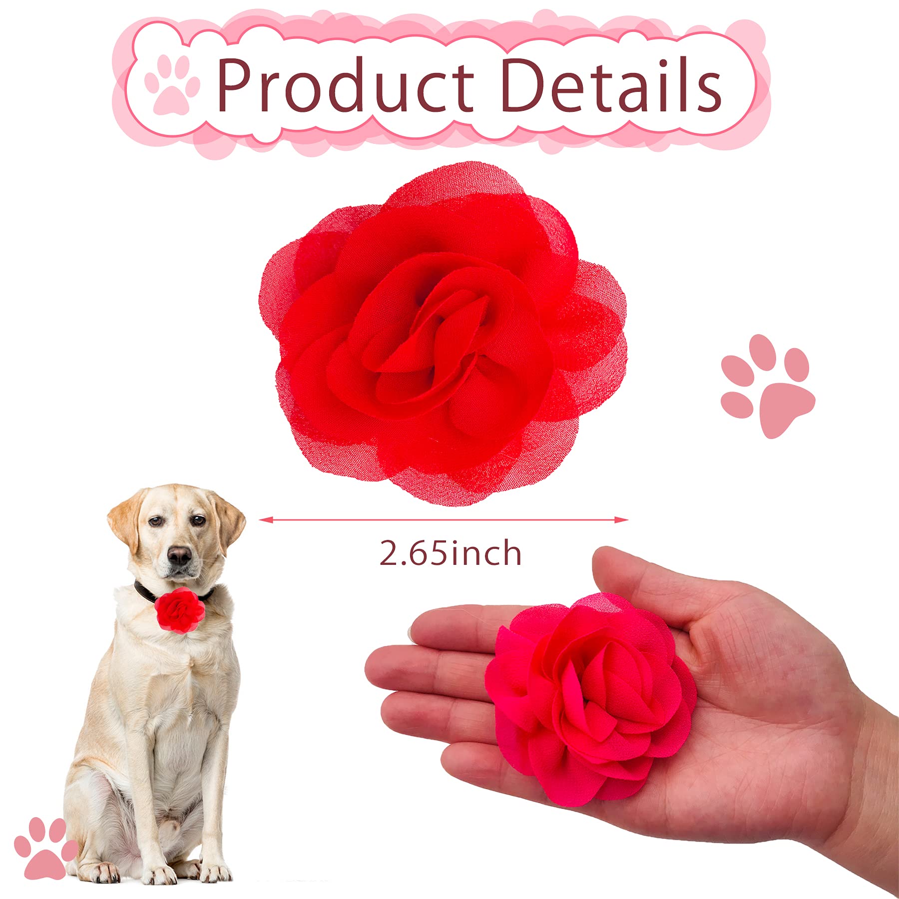 Pet Show 4Pcs Pink Small Dogs Collar Flowers Charms For Girls Female Rabbit Slides On Cat Collars Attachment Accessories For Med