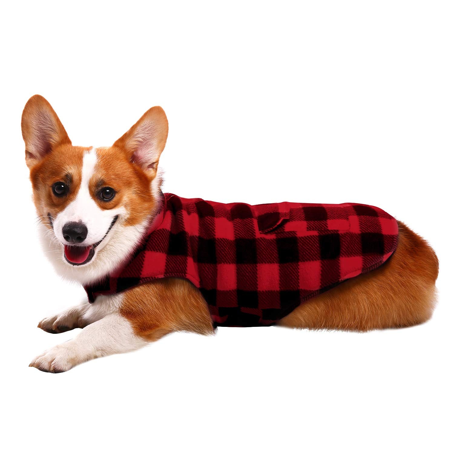 Asenku Plaid Winter Coat, Fleece Jacket Reversible Vest Waterproof Windproof Cold Weather Clothes Pet Apparel For Small Medium L