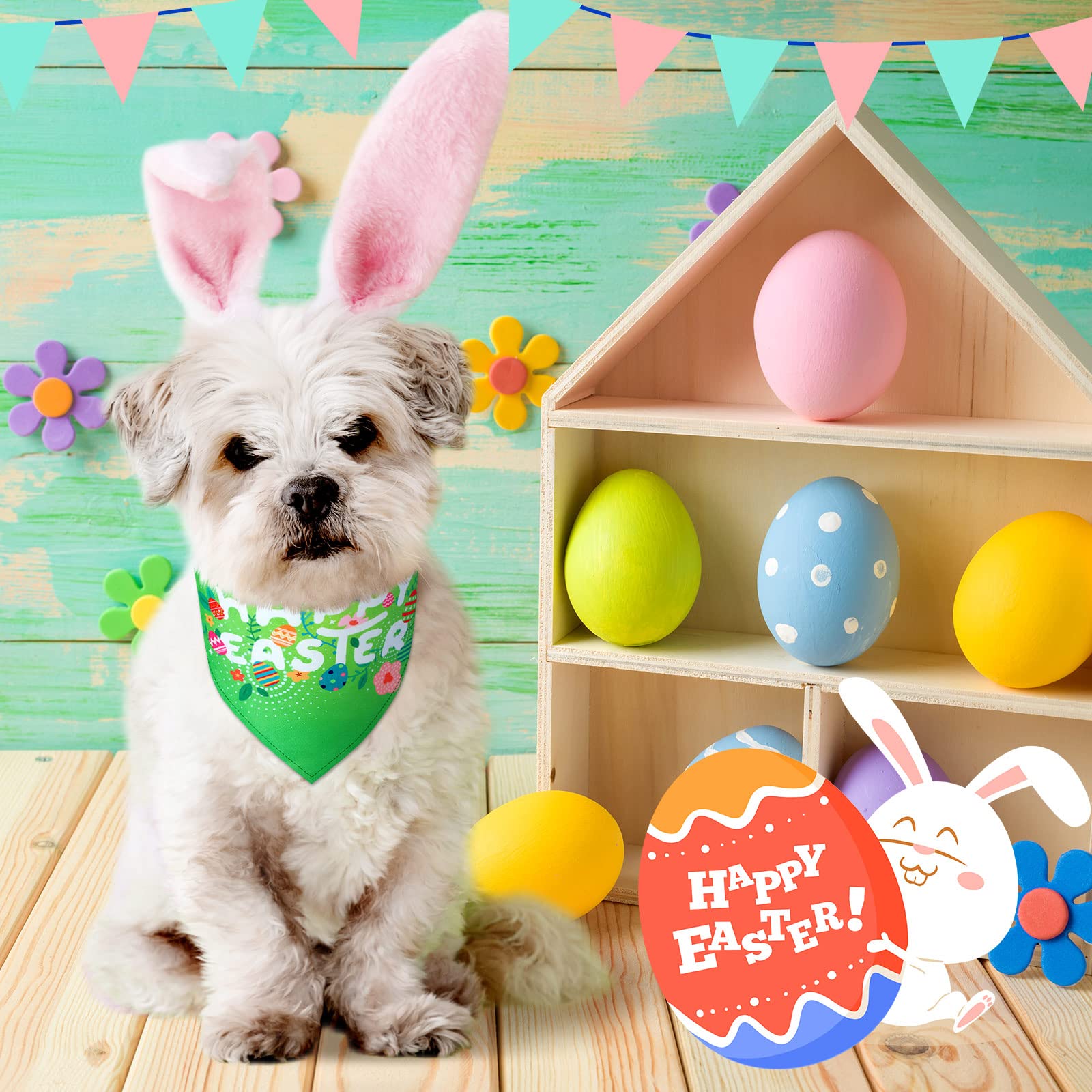 20 Pcs Easter Dog Bandana Pet Scarf Washable Triangle Bibs Shamrock Scarfs Adjustable Pet Triangle Washable Kerchief For Easter