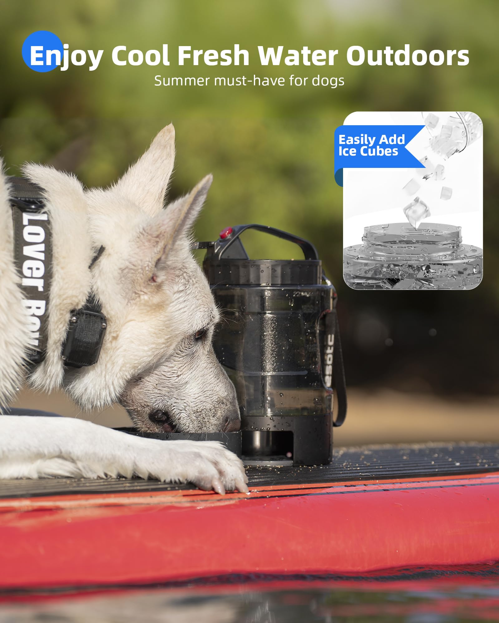 lesotc Dog Travel Water Bottle Portable with Pull-Out Drinking Bowl, 77oz Large Travel Water Bowl Dispenser for Dogs Camping Ess