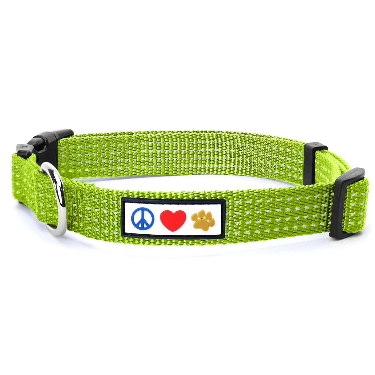 Pawtitas Reflective Dog Collar With Stitching Reflective Thread | Reflective Dog Collar With Buckle Adjustable And Better Training Great Collar For Small Dogs - Green Collar