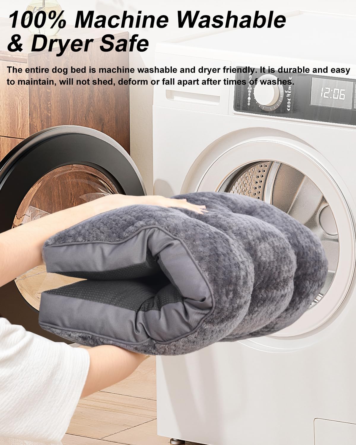 Emslx Dog Bed, Washable Cozy Plush Dog Crate Beds, Soft Comfy Kennel Pad Anti Slip Pet Sleeping Mat For Large, Jumbo, Medium, Sm