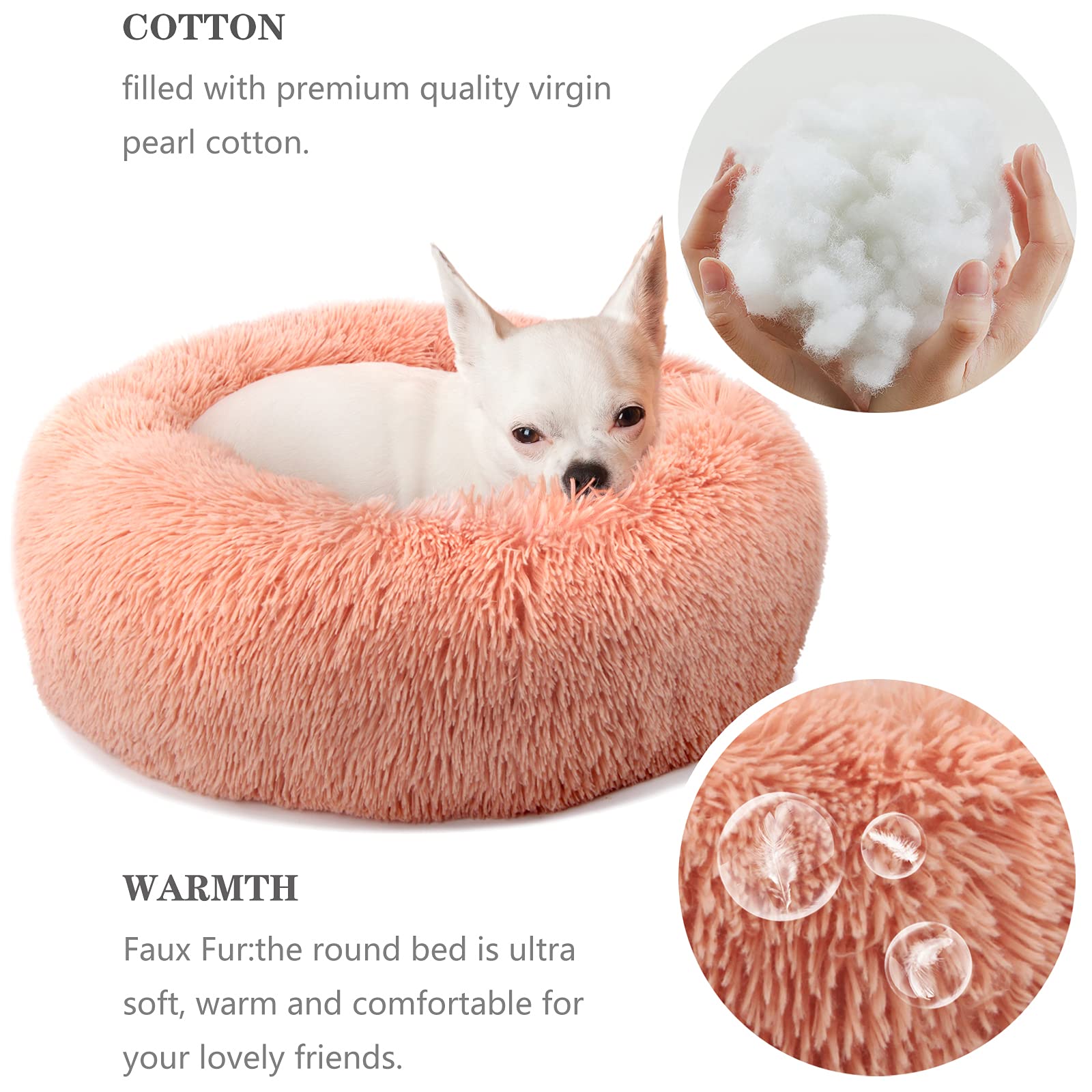 Dog Beds For Small Dogs 19 Inches Anxiety And Calming Pink Dog Beds Washable Fluffy And Plush Cute Puppy Beds For Small Dogs Gir