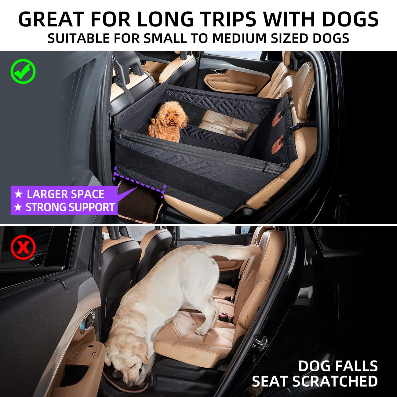 TKYZ Medium Dog Car Seat,Back Seat Extender for Dogs,Waterproof Large Dog Seat Cover for Backseat, Pet Bed for Car Hammock(Black