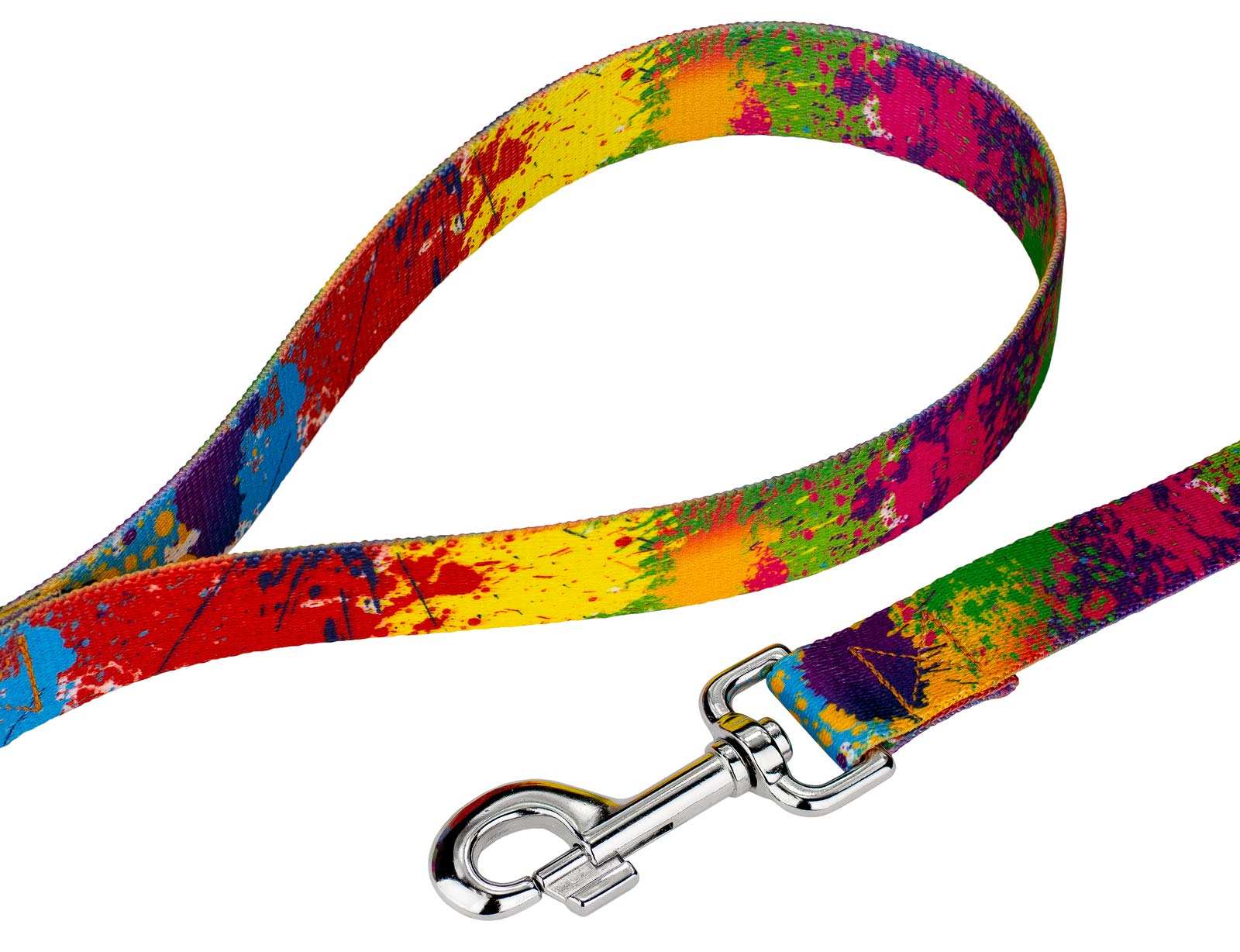 Country Brook Petz - Paint Splatter Premium Dog Collar And Leash Set - Groovy Collection Featuring Far Out Designs (1 Inch, Larg