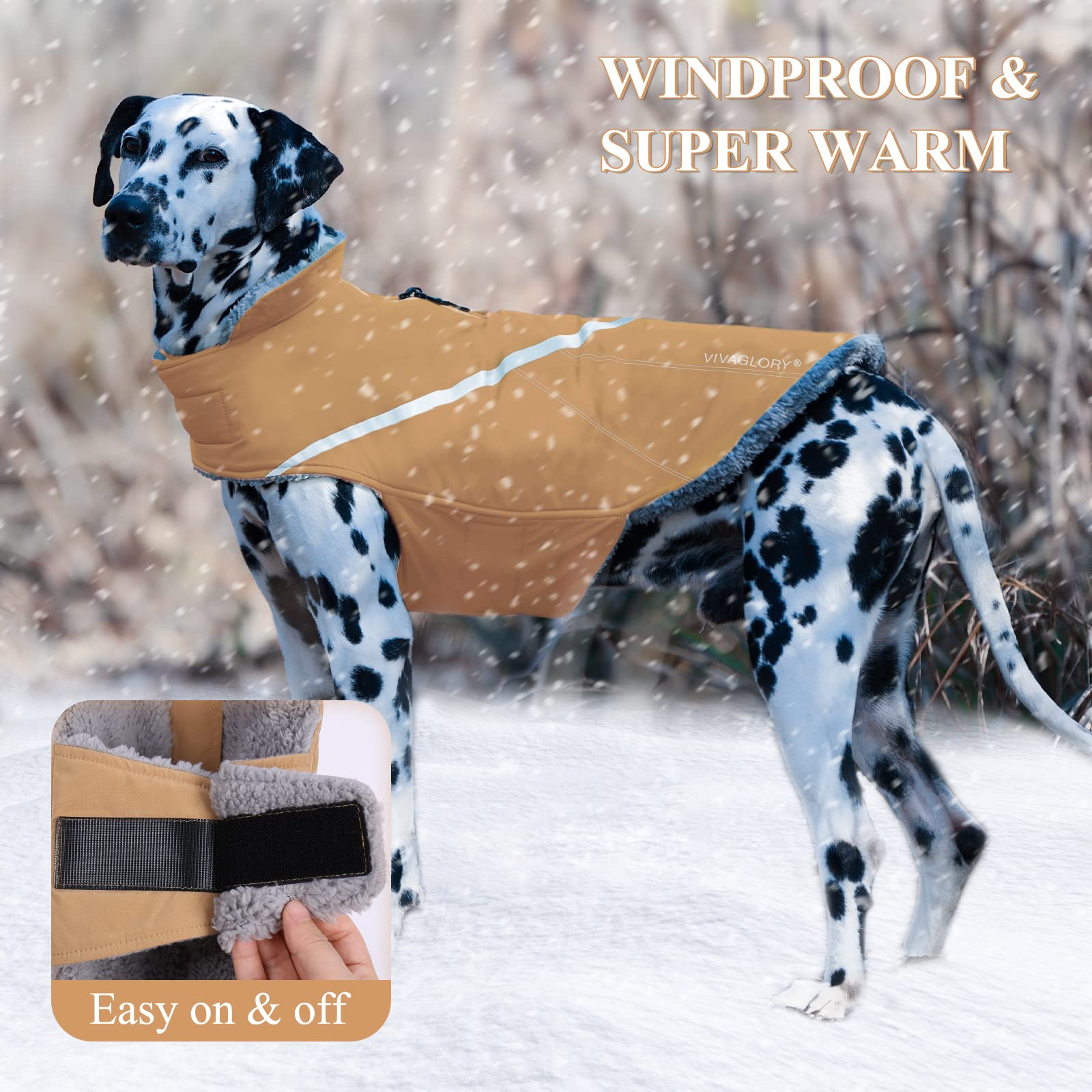 Vivaglory Cold Weather Dog Coats, Cozy Water-Repellent Windproof Dog Vest Winter Dog Coat, Warm Pet Apparel For Winter Dog Jacke