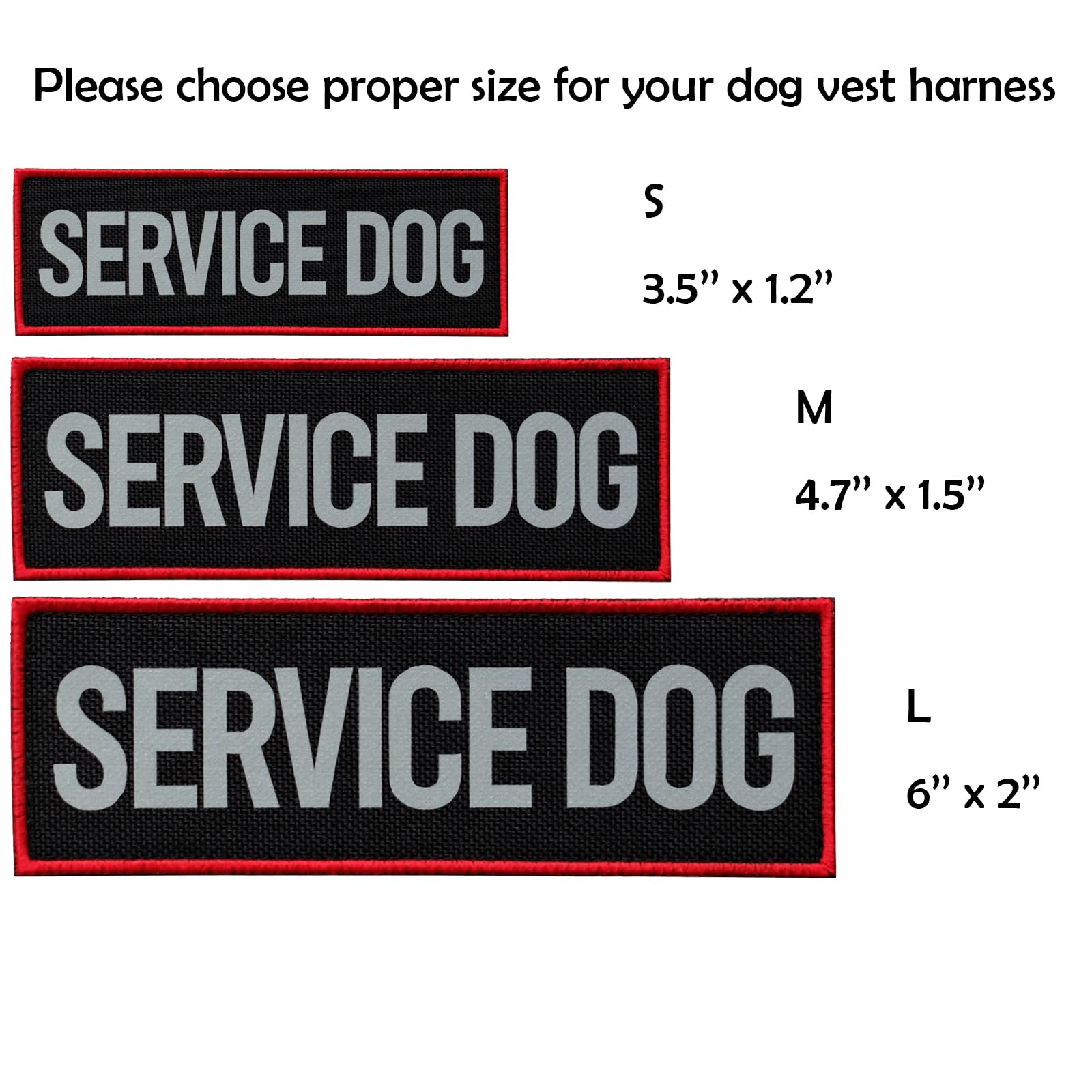 FITZNORA 2 Pcs Reflective Service Dog Patch Set with Hook and Loop Fastener, Embroidered Border with Printed Letters Patch for D