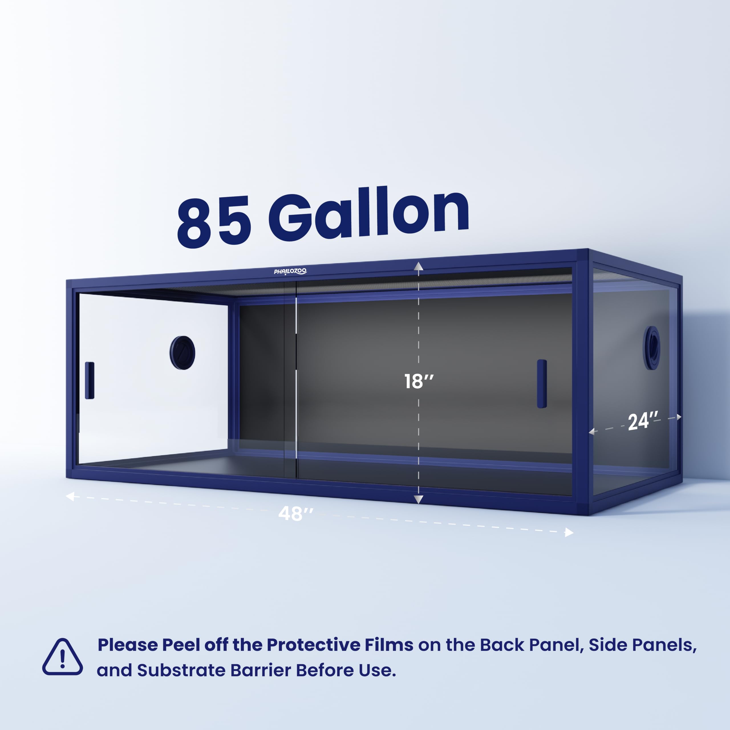 Phailozoo 85 Gallon Snake Enclosure, Front Opening Reptile Tank For Easy Maintenance, Reptile Terrarium With Top Screen Ventilat