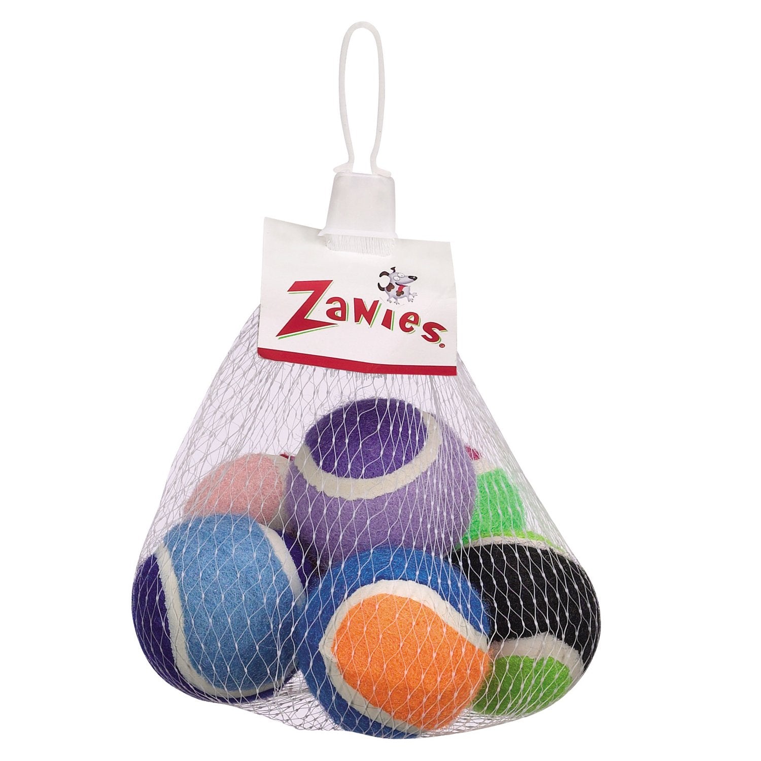 Zanies Mini Tennis Balls for Dogs - 6-Pack, Small Breeds, Multicolor, 2"