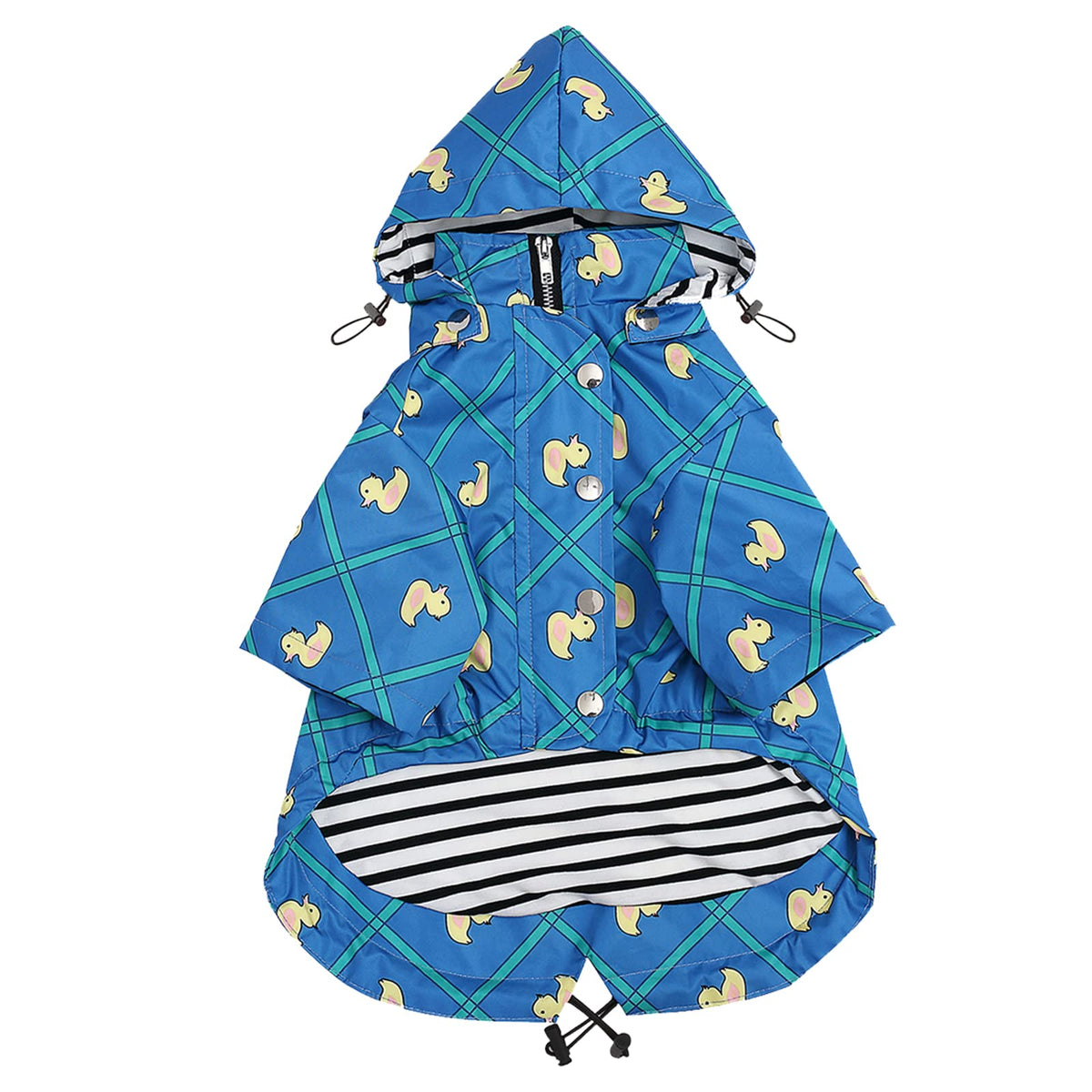 Morezi Dog Zip Up Dog Raincoat With Reflective Buttons, Rain/Water Resistant, Adjustable Drawstring, Removable Hood, Stylish Premium Dog Raincoats - Size Xs To Xxl Available - Grid Blue - Xs