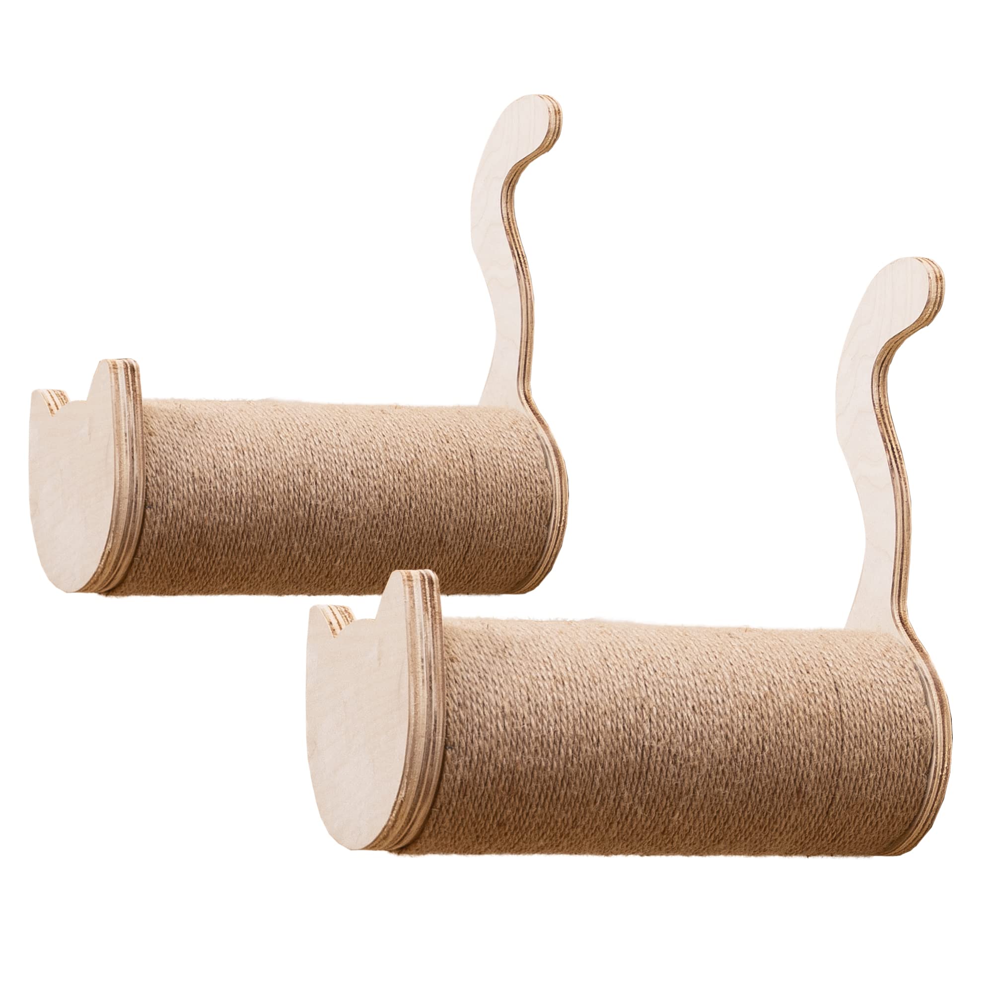 On2Pets Cat Furniture Wall-Mounted Scratcher Cat Steps, Sisal Rope Scratching Posts Floating Cat Wall Perches, Set of 2 with Cat