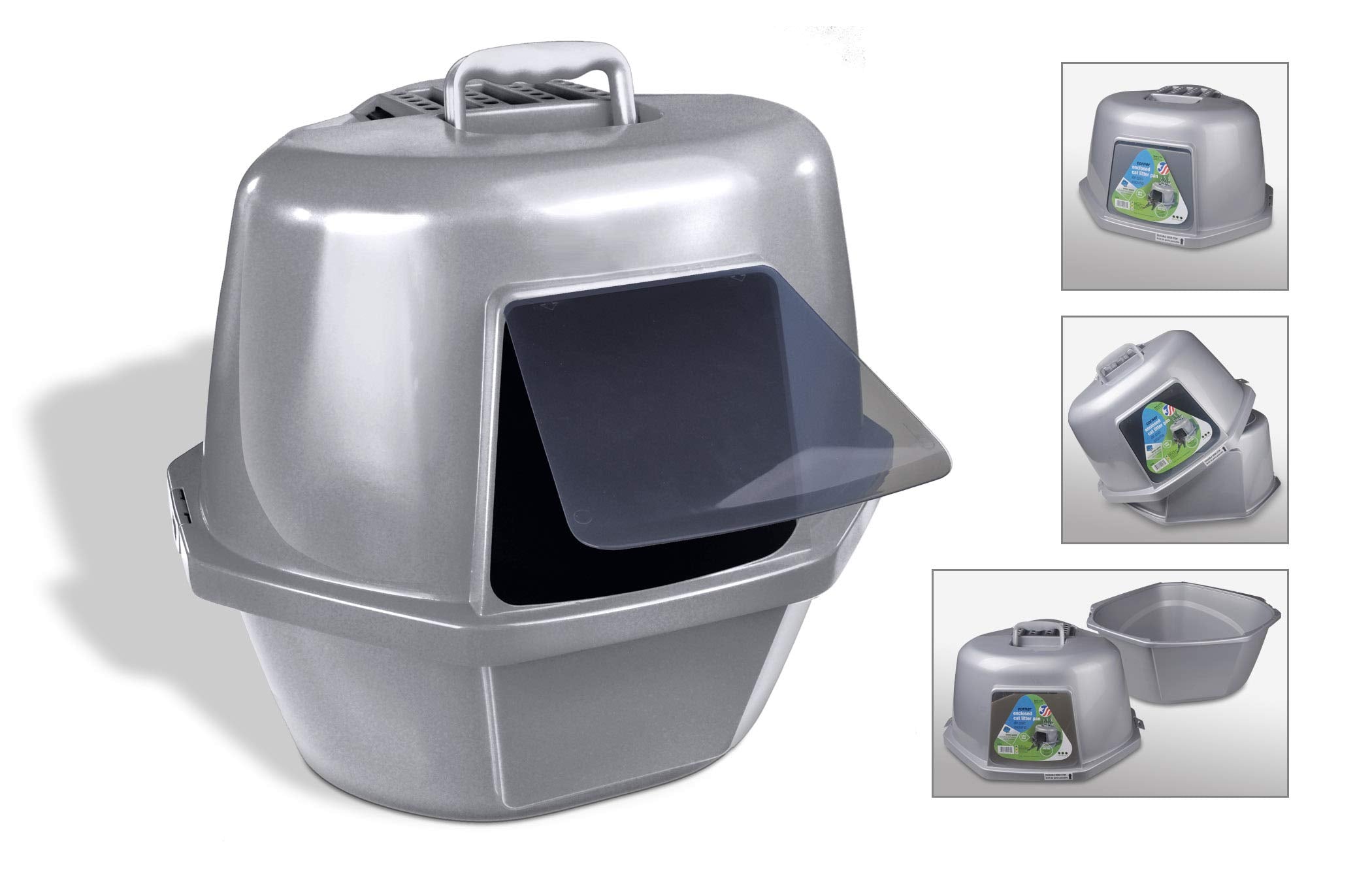 Van Ness Corner Enclosed Cat Pan, Silver, Large (Cp9)