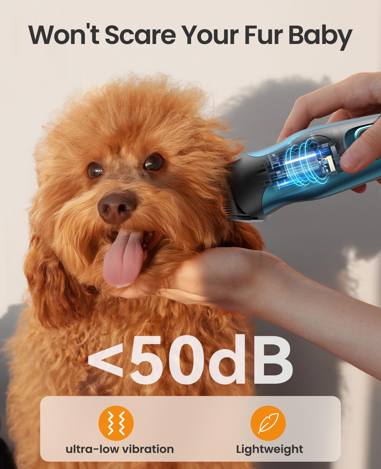 oneisall 2 in 1 Dog Clippers Grooming and Paw Trimmer, Cordless 50dB Quiet Rechargeable 2 Speed Dog Hair Clippers with Detachabl