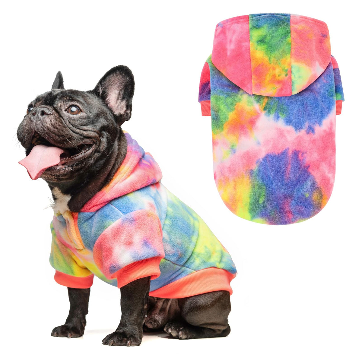 Beautyzoo Tie Dye Dog Hoodie For Medium Dogs, Dog Sweatshirt Cold Weather Coats For Boy Girl Dogs, Dog Winter Sweater Fleece Clo