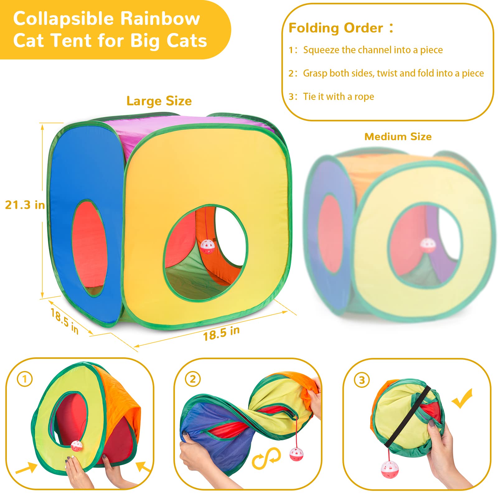 Retro Shaw Cat Toys For Large Cats 33 Pcs, Interactive Cat Kitten Toys For Indoor Cats Kitty With Collapsible Cat Play Tunnel Tu