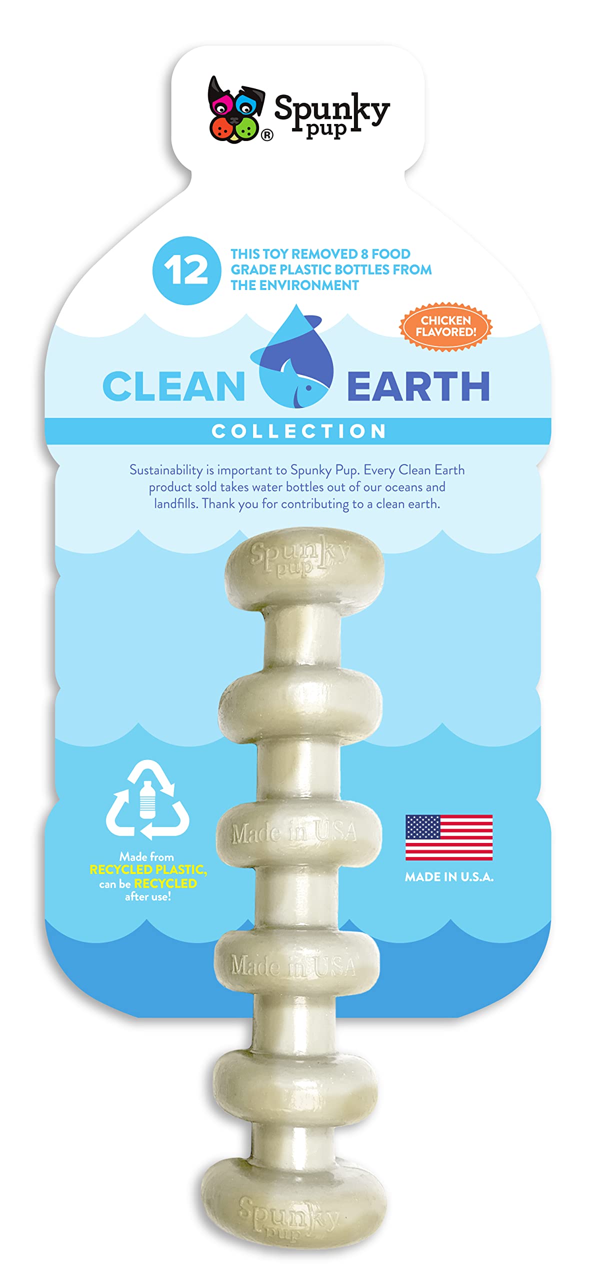 Spunky Pup Clean Earth Recycled Stick | Made In Usa | Made From 100% Recycled Water Bottles, Gray