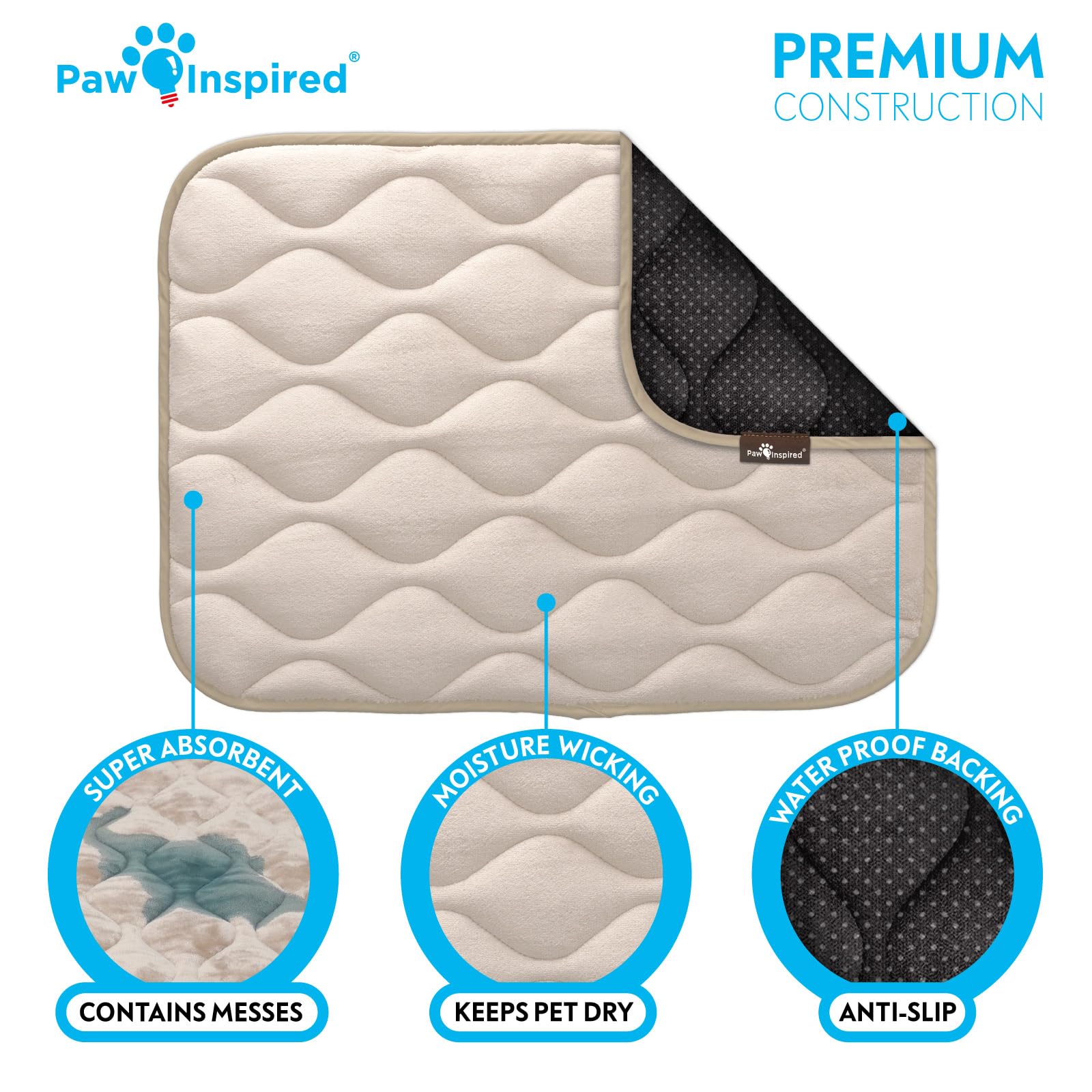 Paw Inspired Washable Padded Crate Mats For Dogs | 23    X 17    Pad, Fits 24-Inch Kennels | Leakproof, Waterproof Bottom, Plush