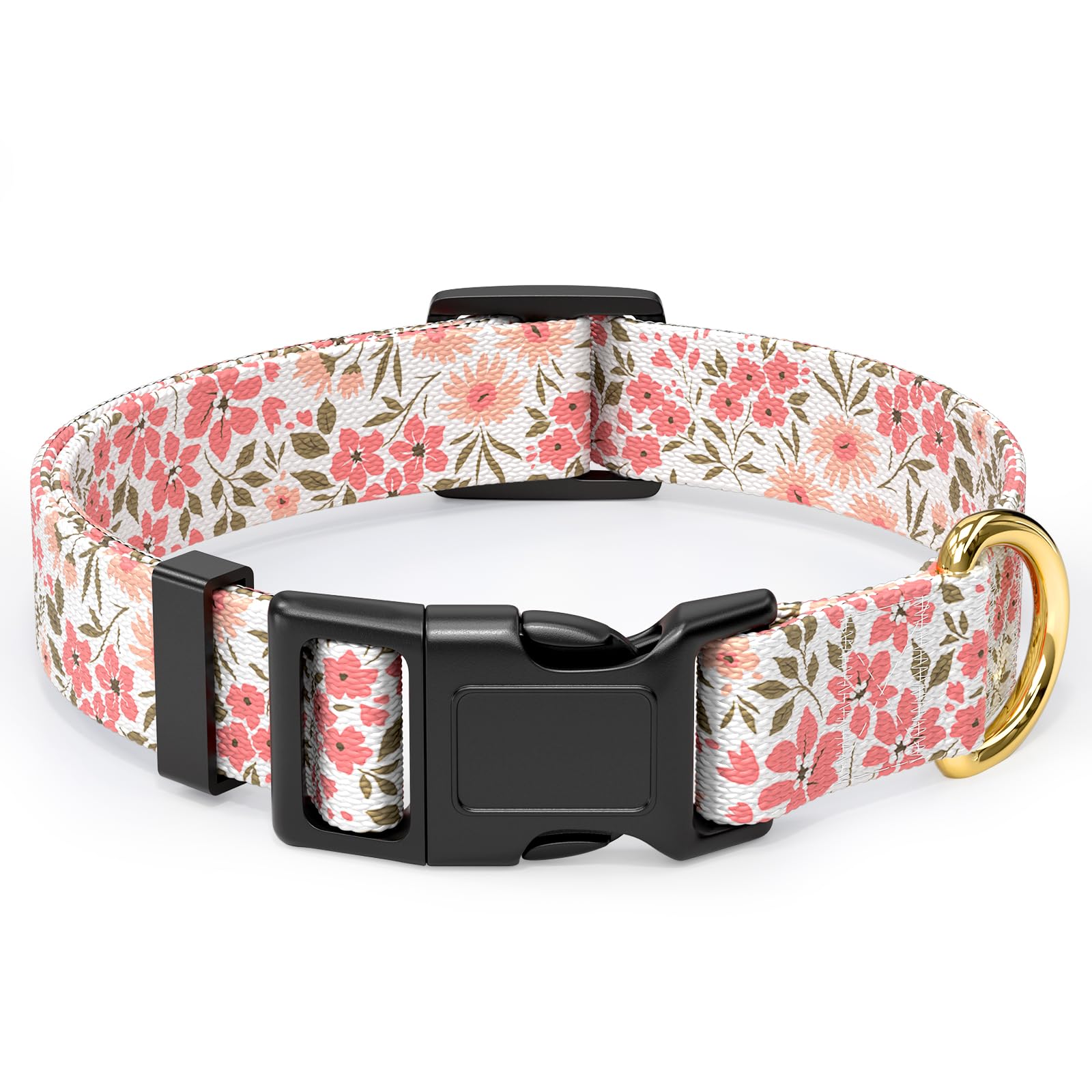 Rnivvi Dog Collar For Large Dogs, Cute Floral Heavy Duty Adjustable Puppy Collar With Quick Release Buckle For Girl & Female, Pe