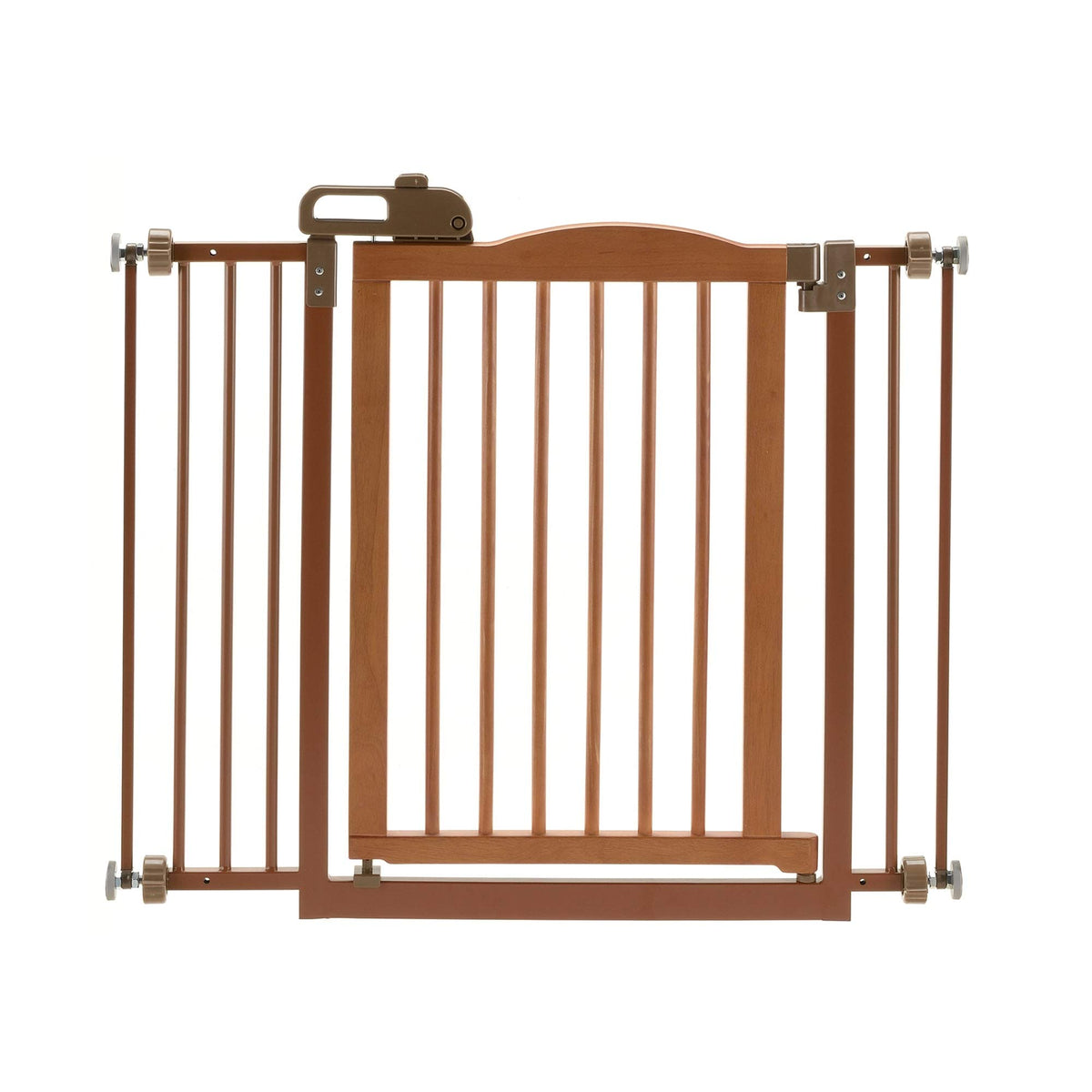 Richell One-Touch Pet Gate II, Brown, Fits Openings from 32.1-36.4&quot; and 30.5&quot; H, Dog Wood gate, Autumn Matte