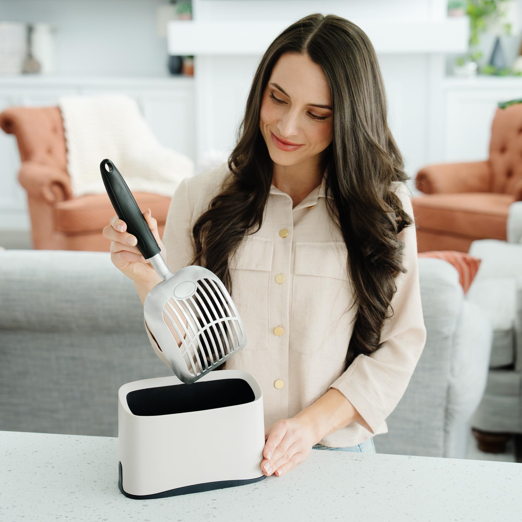 Heavy Duty Full Metal Cat Litter Scoop With Holder - Speed Sifter Litter Box Scooper Captures All Clumps - Kitty Litter Sifting