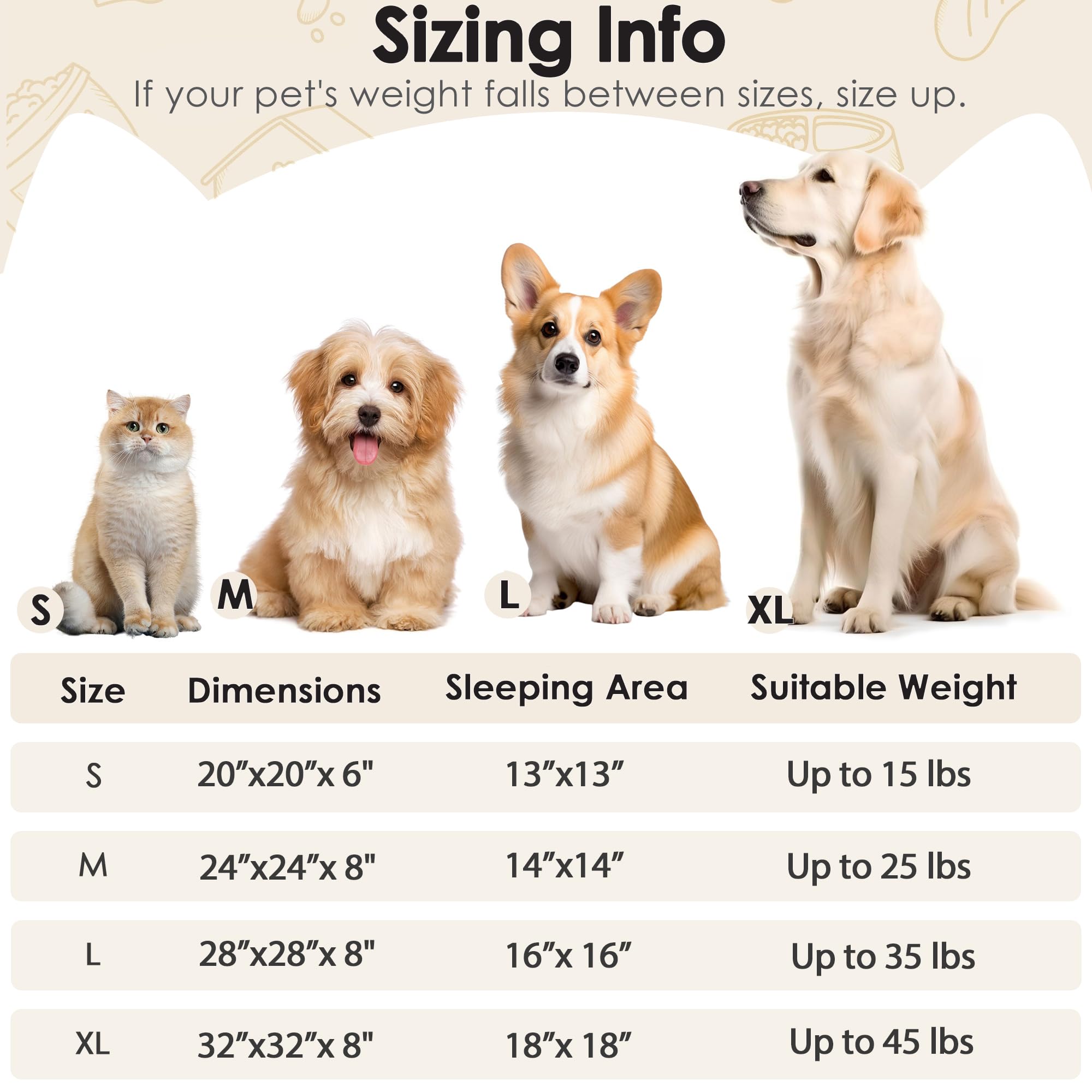 Dogs Bed For Small Dogs, Anti-Anxiety Washable Round Bed (Light Brown, 24.0'' L X 24.0'' W X 8.0'' Th)