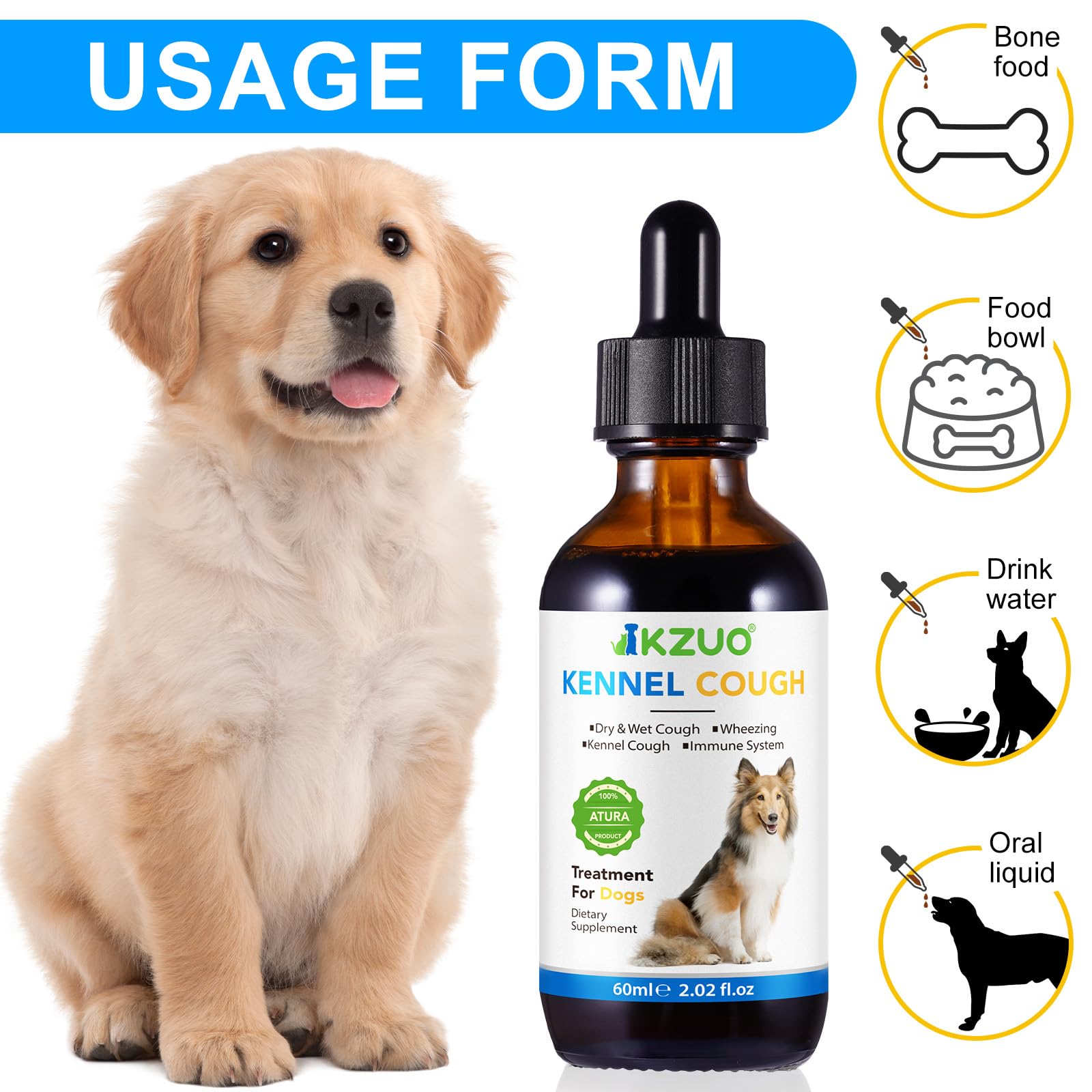 Dog Cough Treatment - Kennel Cough Drops For Dogs, 100% Natural Cough Supplement For Dogs, Allergy Relief Supplement For Dogs, H