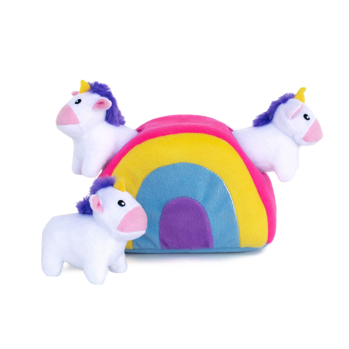 Zippy Paws Zp908 Zippy Burrow - Unicorns In Rainbow Game Dog Toy,Small Breeds