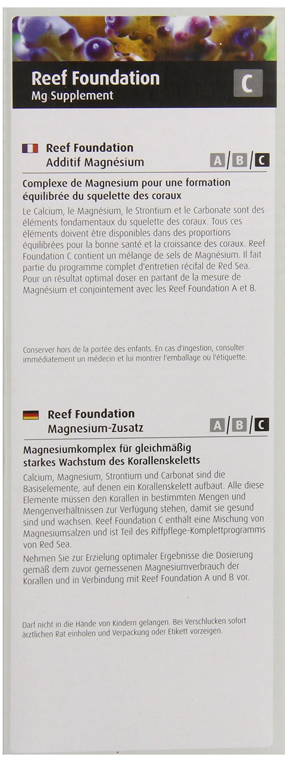 Red Sea Fish Pharm ARE22033 Reef Foundation Magnesium Supplement-C for Aquarium, 500ml (Packaging may vary)
