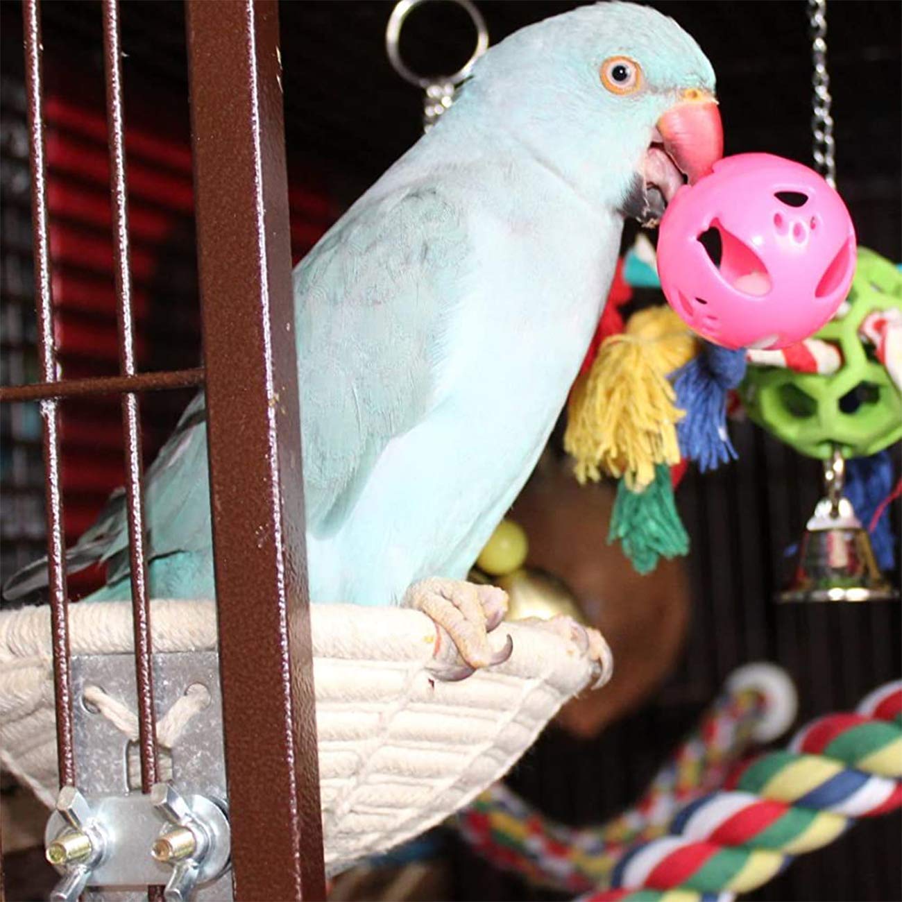 Orgrimmar Handmade Cotton Rope Bird Nest Breeding Nest Hatch House Cage For Budgie Parakeet Cockatiel Parakeet Conure Canary Finch Lovebird Small Parrot (1 Pc)