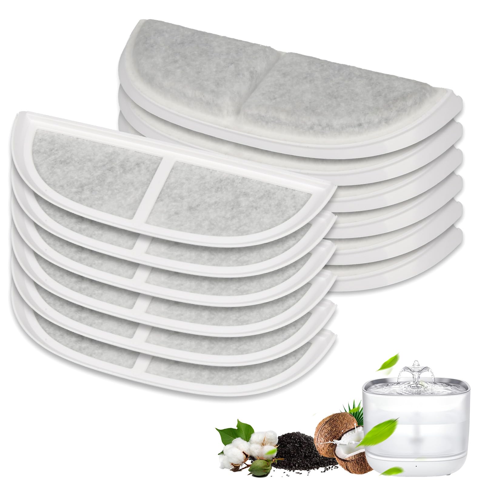 12 Pack eufy Stainless Steel Water Fountain Filters for 3L/105oz Pet Dispensers, Triple Filtration System Replacement for Cats o