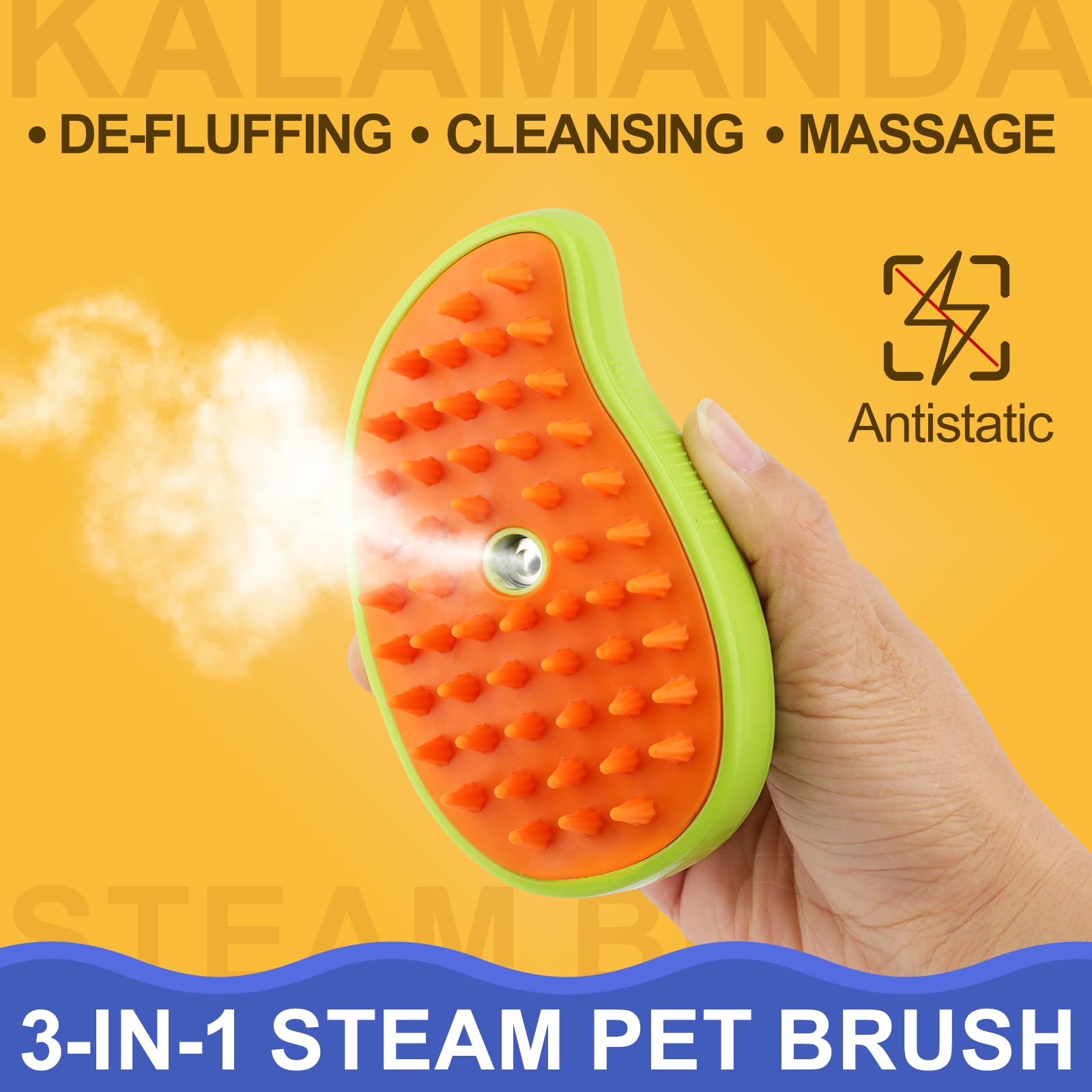 Cat Steam Brush, 3 In 1 Steamy Pet Brush, Silicone Massage Dog Hair Remover Comb, Spray Mist Grooming Brush For Indoor Kittens (