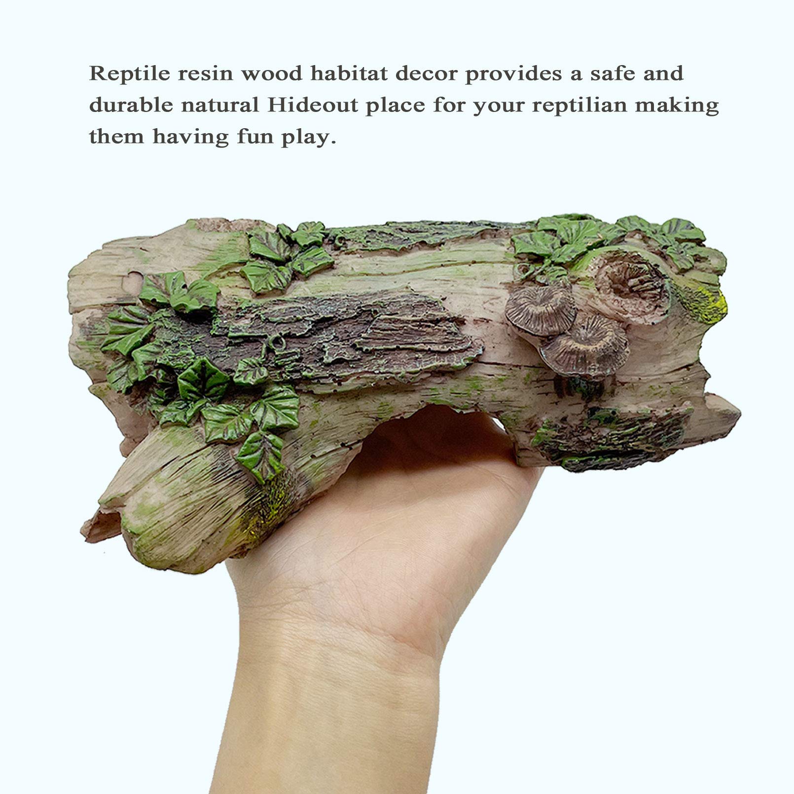 Pinvnby Reptile Hollow Tree Trunk Decoration,Resin Lizard Hideouts Log Hideaway,Crested Gecko Habitat Cave Decor,Aquarium Decaying Trunk Driftwood Ornament For Bearded Dragon Snake Betta Spider(3Pcs)