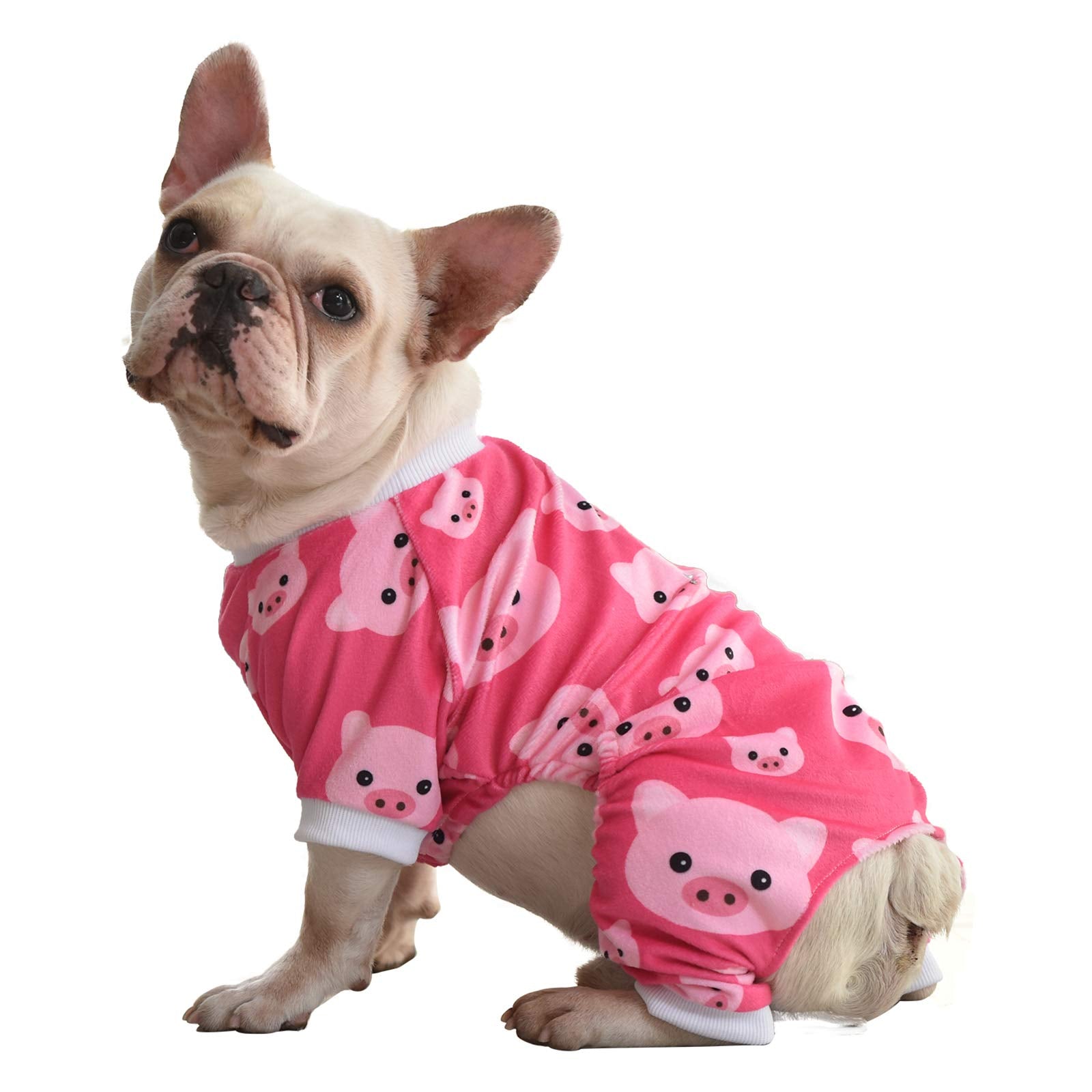 Cutebone Pink Pig Dog Pajamas Cute Cat Clothes Pet Pjs Onesie, Large P46L
