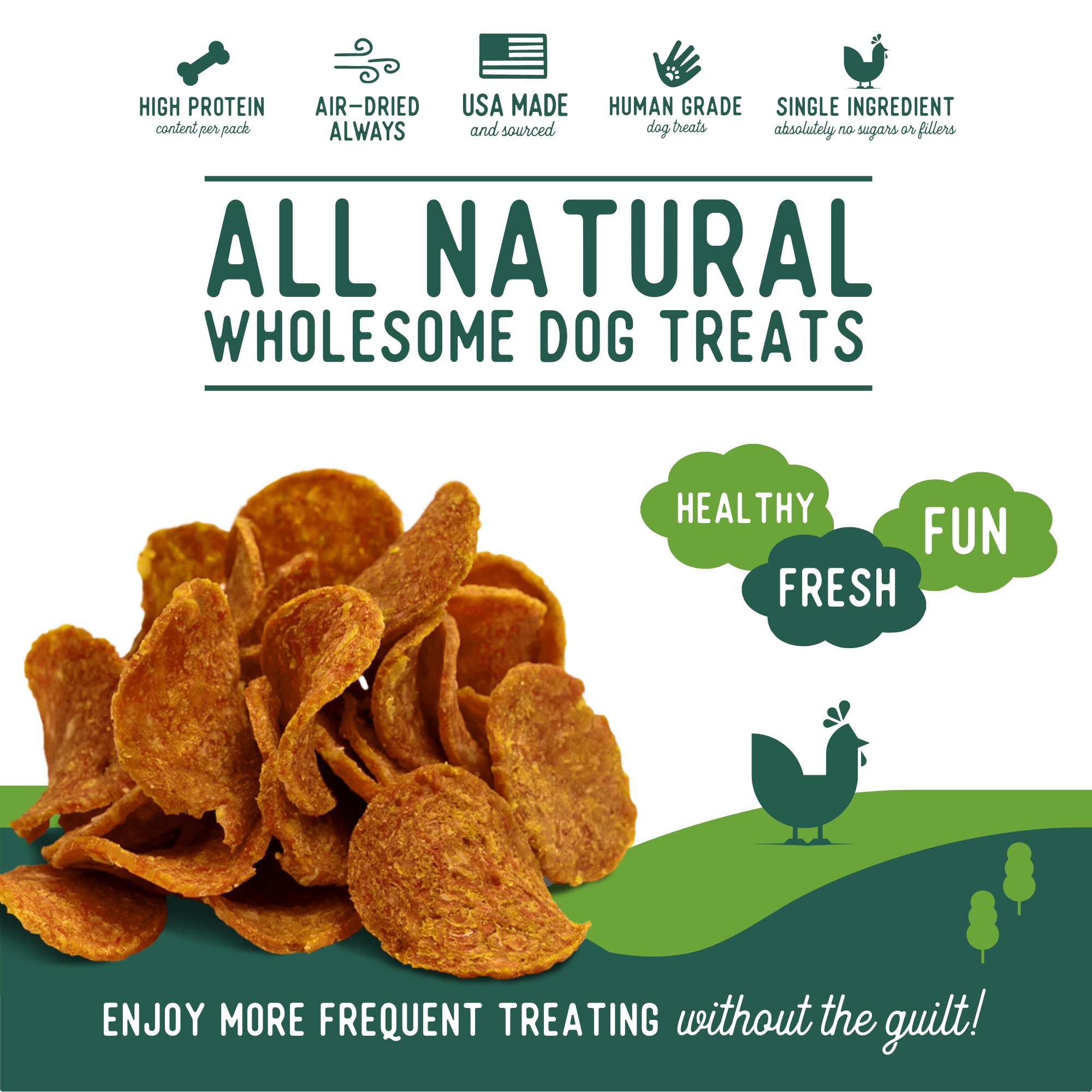 Beg & Barker Jerky Chips for Dogs Variety (3.5oz, Pack of 4) - Single Ingredient Dog Treats Made for Small and Large Dogs Protei