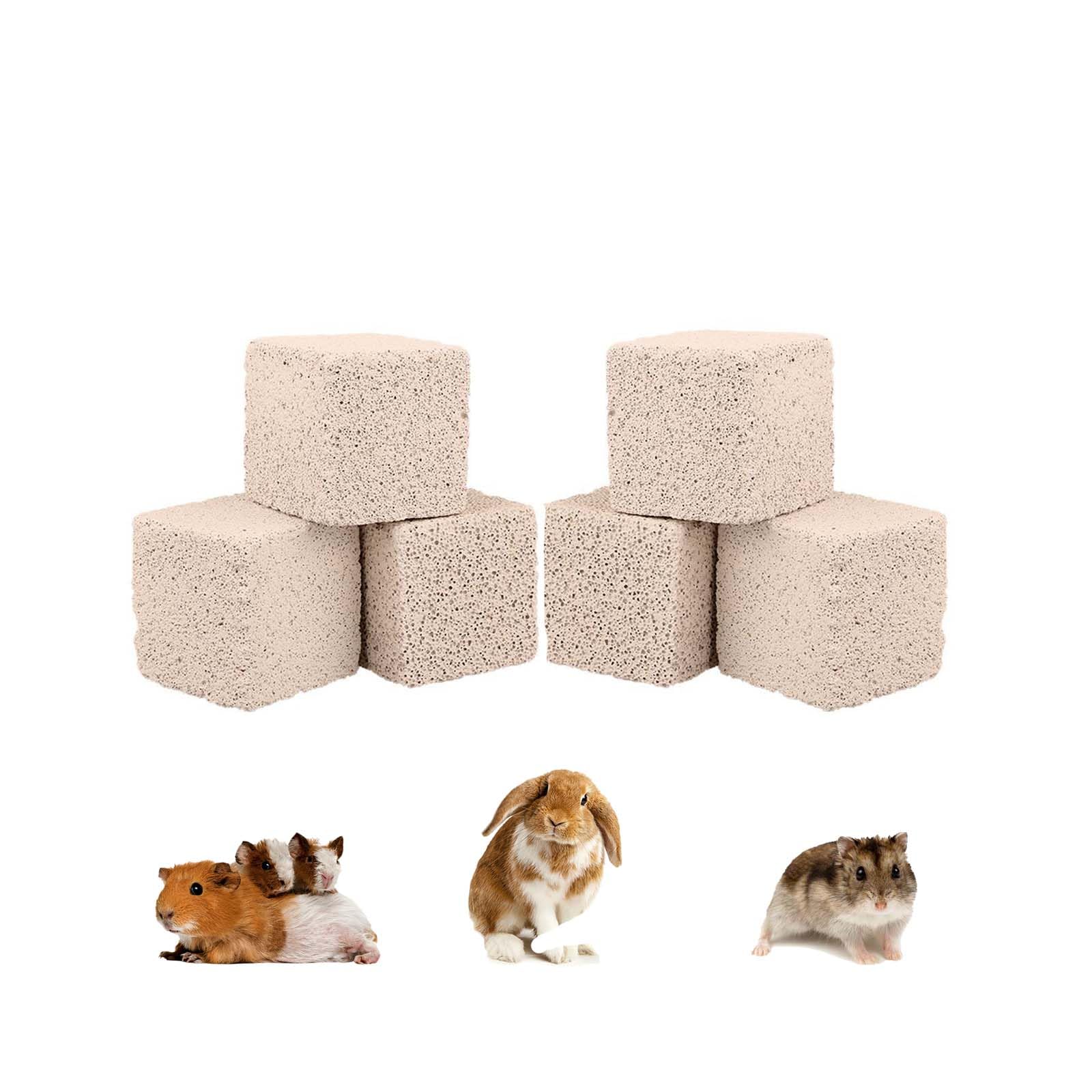Meow&Woof 6 Pcs Large Rabbits Lava Blocks,Small Animals Grinding Teeth Stone Hamster High Calcium Chews Toys Pet Chewing Stones 
