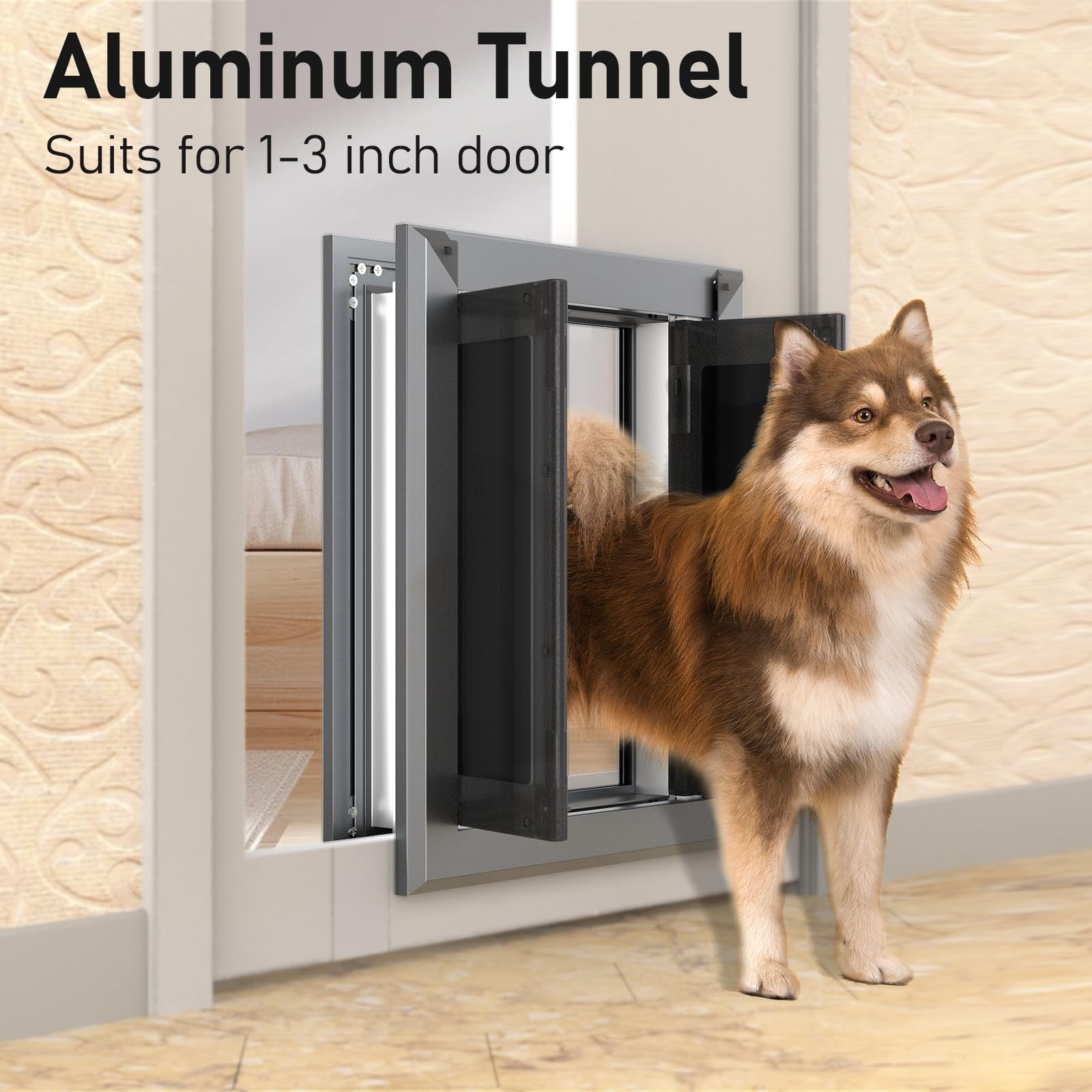 Pataplus Aluminum Energy Efficient French Large Dog Door,Strong Double Magnetic Flaps,Heavy-Duty Dog Door For Large And Medium D