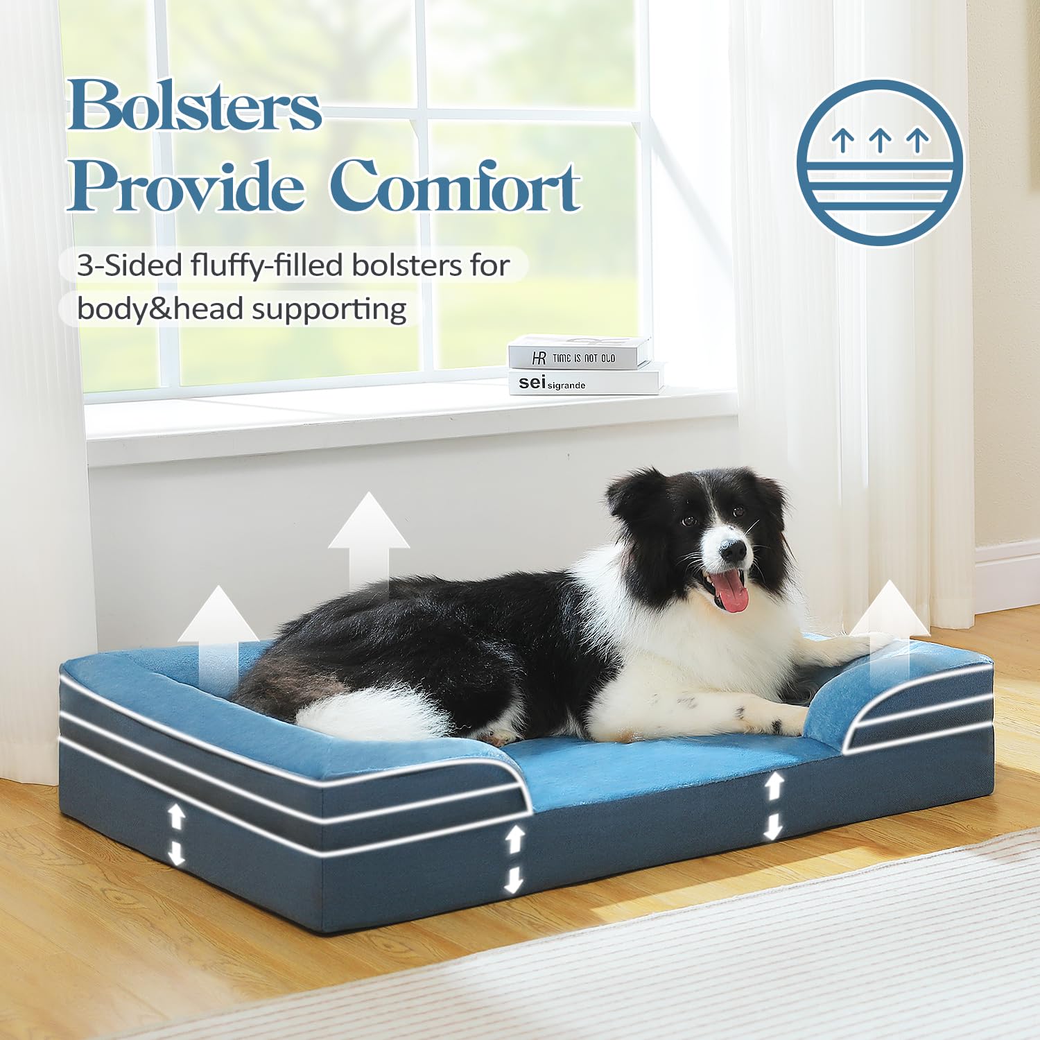 Pawz Road Orthopedic Dog Bed Medium Size Dog Bed Washable With Supportive Foam,2-Layer Waterproof Cover And Non-Slip Bottom For