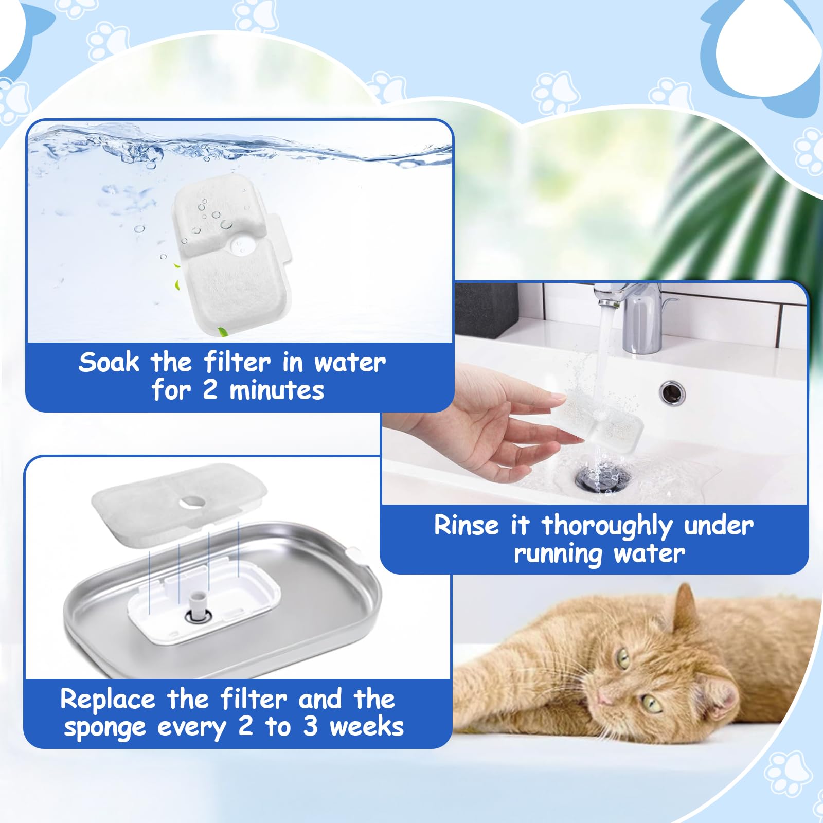 Guxetans 40Pcs Cat Water Fountain Filters Replacement Compatible With Petlibro Dockstream Pet Fountain Plwf005 Plwf115 Plwf105,R