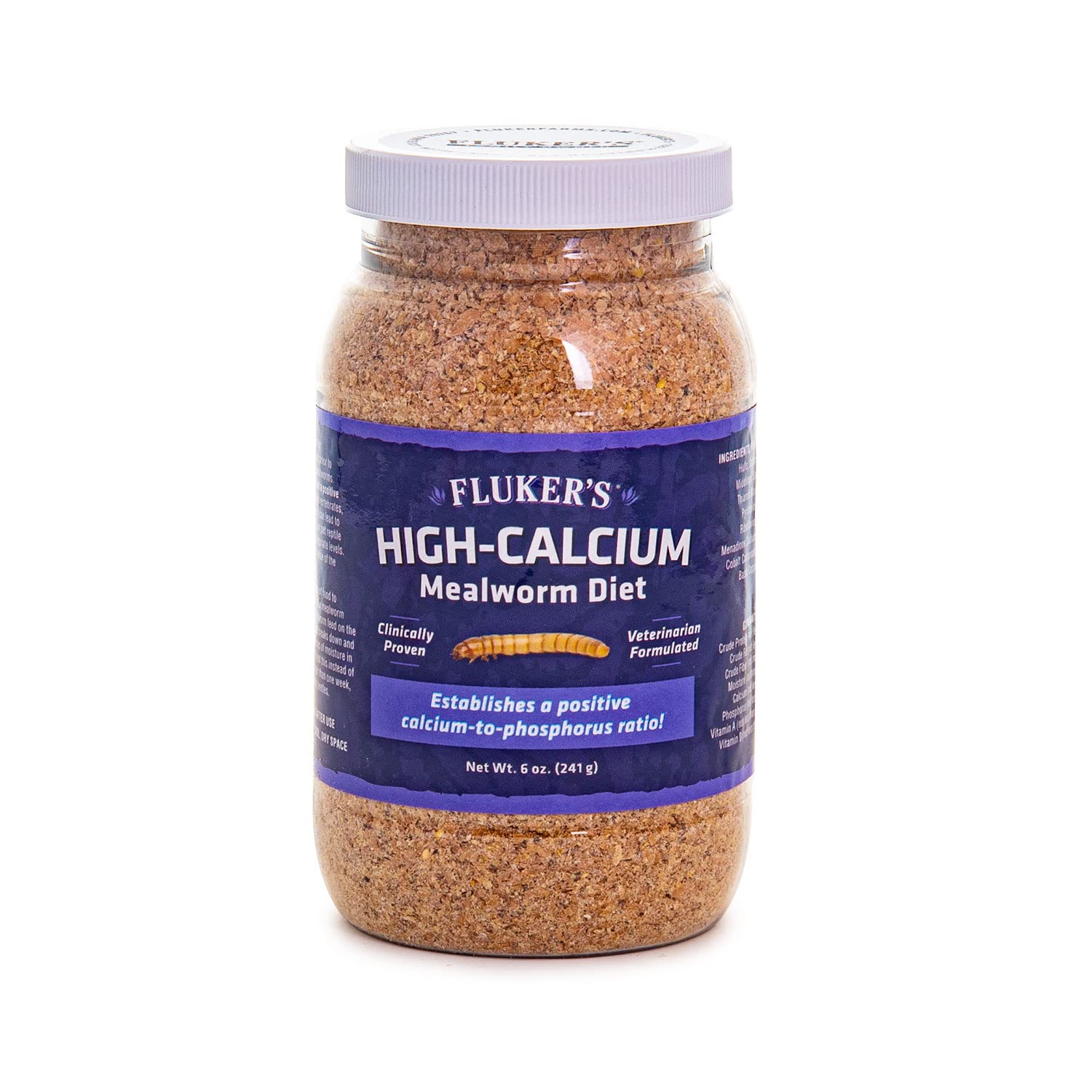 Flukers High Calcium Mealworm Diet - Can Be Used as a Gut-Loading Food or Bedding, 6oz