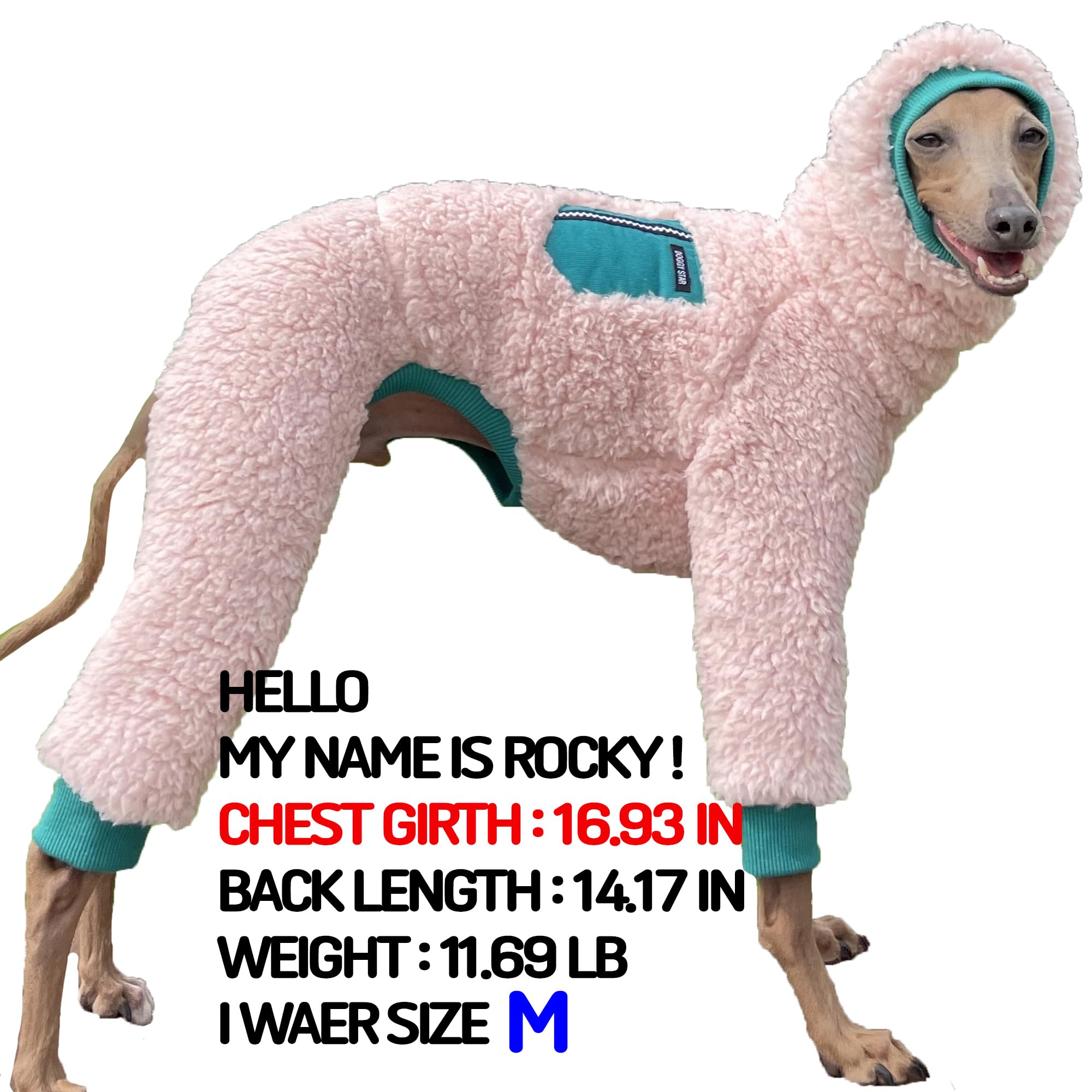 D Doggy Star Italian Greyhound Sweater Turtleneck Outfit Warm Fleece Onesie Clothes Whippet For Dog Coat (3Xl,Green Pkt)