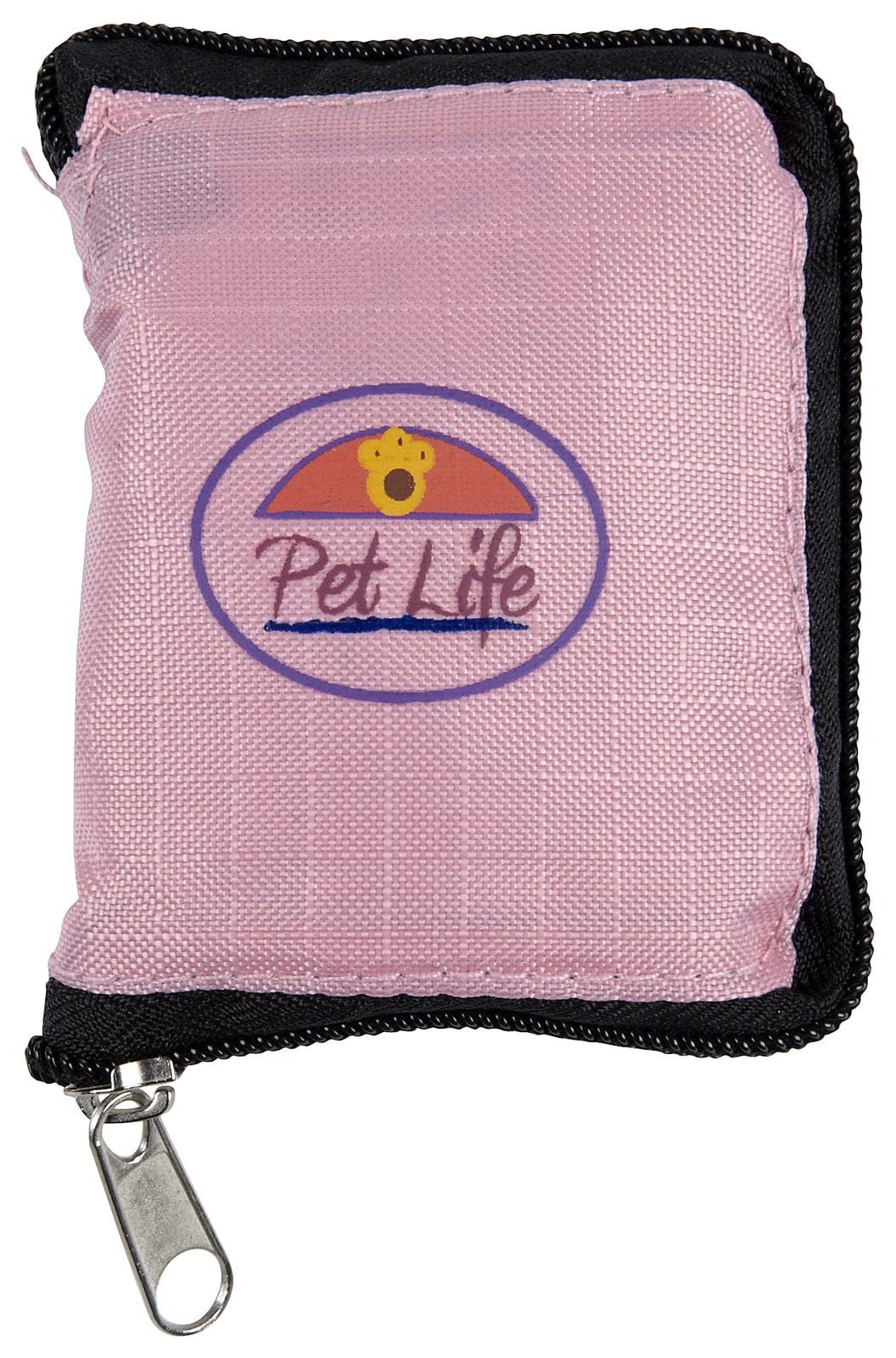 PET LIFE Wallet Folding Waterproof Zippered Collapsible Folding Travel Pet Dog Cat Bowl Feeder Waterer, One Size, Pink