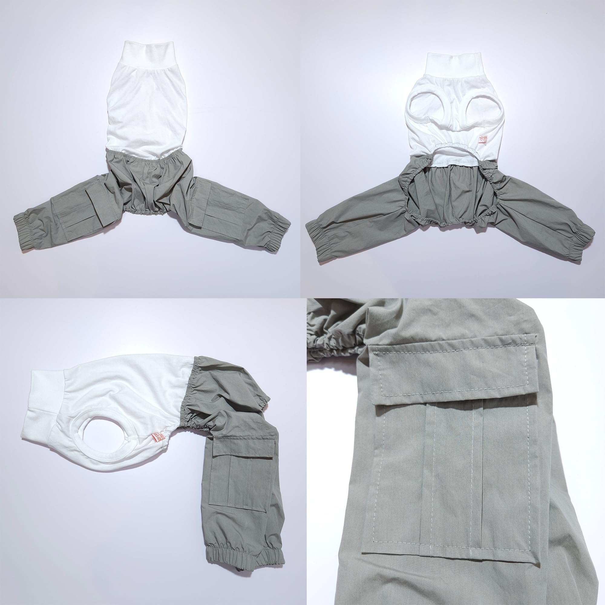 D Doggy Star Italian Greyhound Clothes Cargo Pants Onesie Outfit Whippet For Dog Coat (M,Grey Cargo)