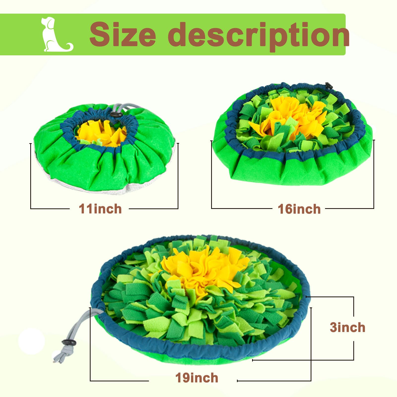 Snuffle Mat For Dogs Sniffing Feeding Mat,Dog Snuffle Mat Slow Feeding Bowl Dog Anti-Slip Nose,Adjustable Dog Digging Toys Encou