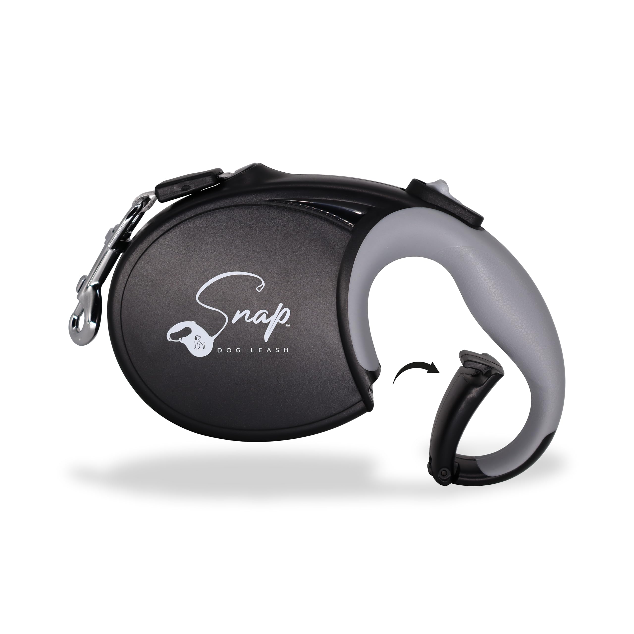 Snap Retractable Dog Leash With Built-In Clip, Hands-Free Connection, Reflective 16-Ft Tape, Brake And Lock, Tangle-Free, For Sm