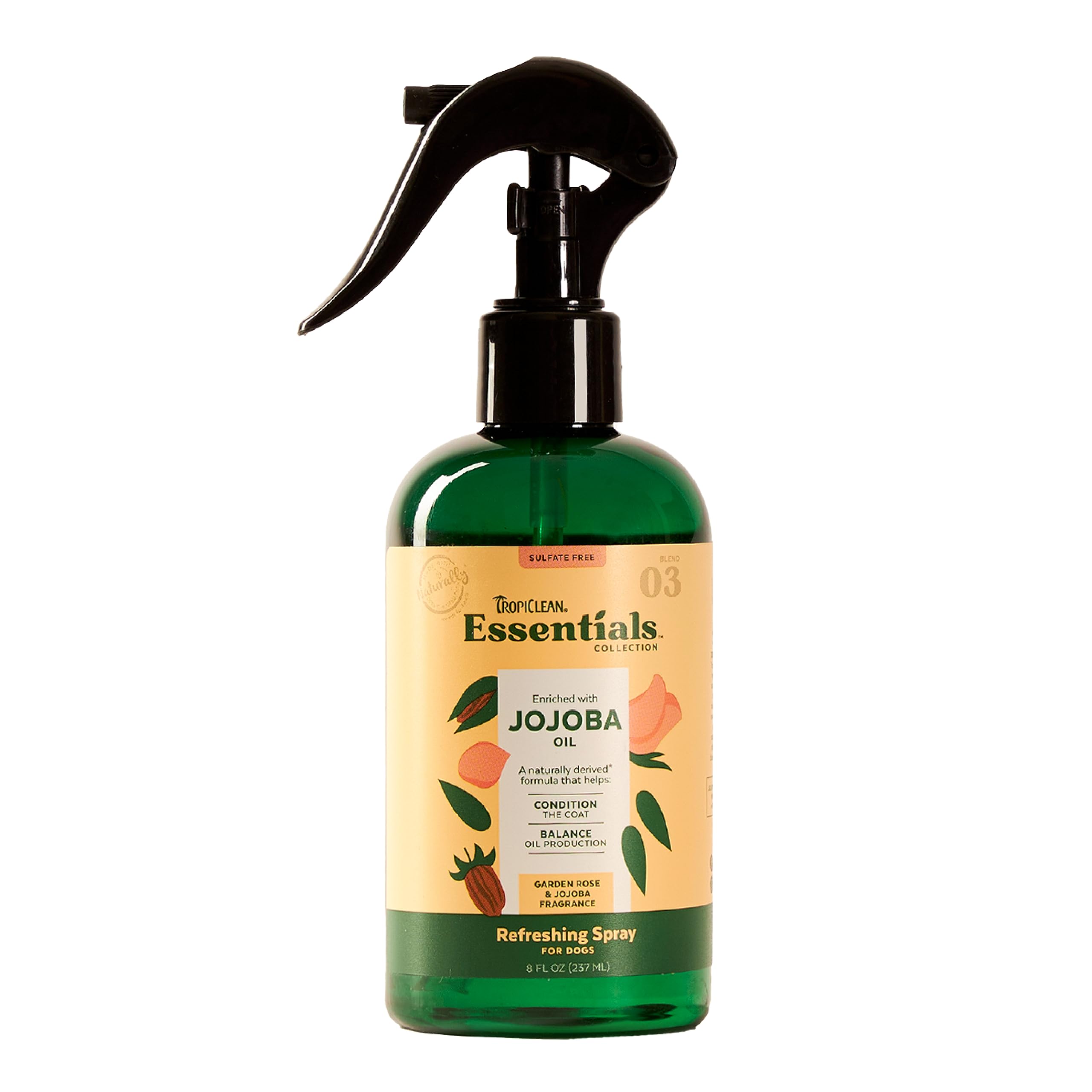 Tropiclean Essentials Jojoba Oil Cologne & Deodorizing Spray | Condition The Coat | Balance Oil Production | Derived From Natura