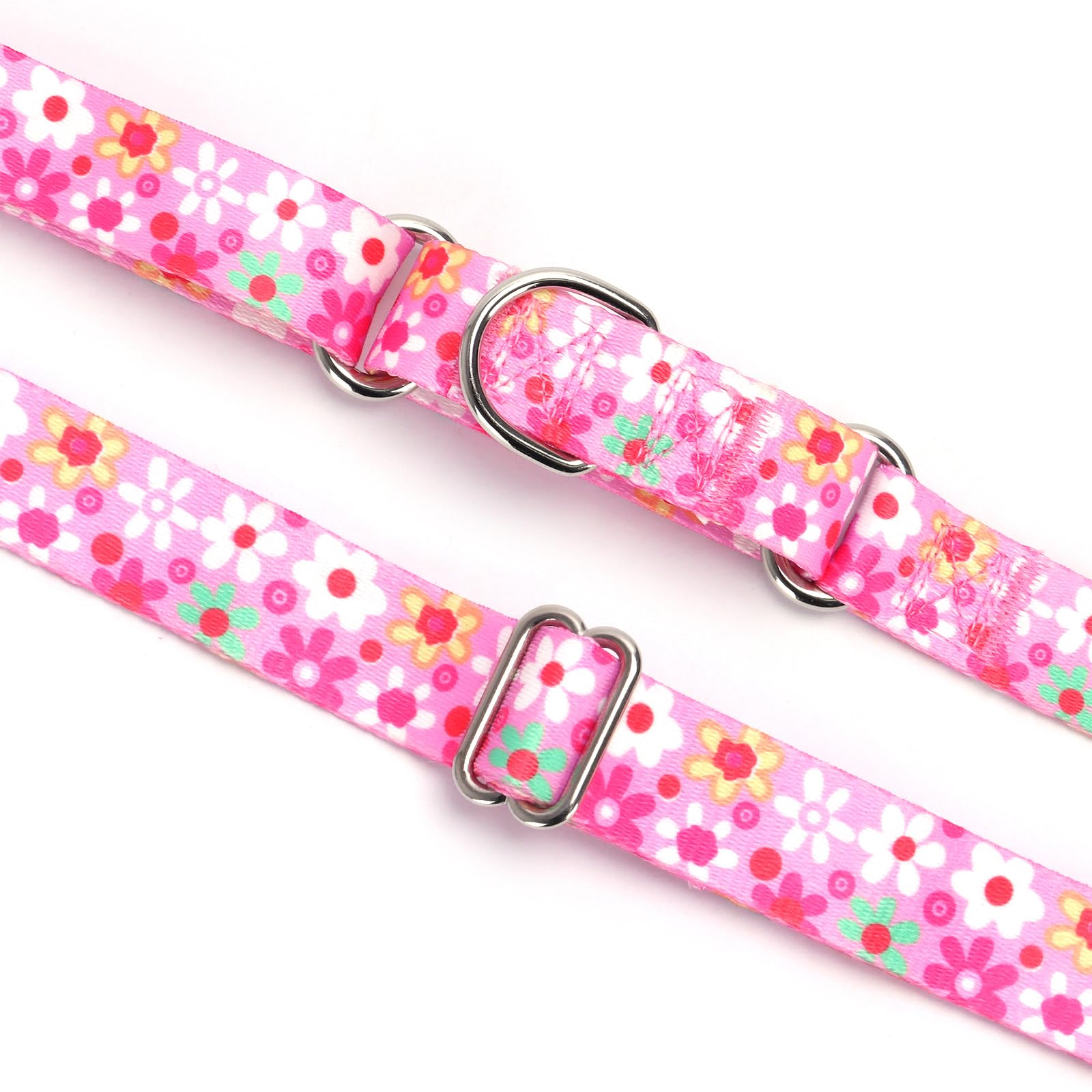 Martingale Collar For Dogs, Pink Flowers Martingale Collar For Girl Female Dogs Large Medium And Small, Adjustable Premium No Sl