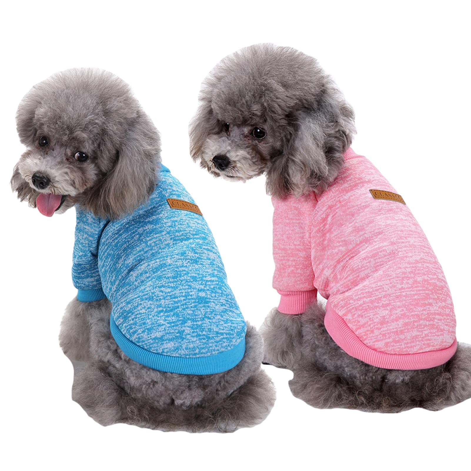 Chborless Pet Dog Sweater Warm Dog Pajamas Soft Cat Sweater Puppy Clothes Small Dogs Sweater Winter Doggie Sweatshirt (S, Pink+L