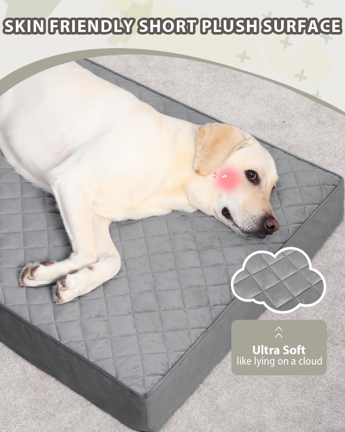 Nupida Orthopedic Dog Bed For Extra Large Dogs - Waterproof With Removable Washable Cover And Non-Slip Bottom, Quilting For Crat