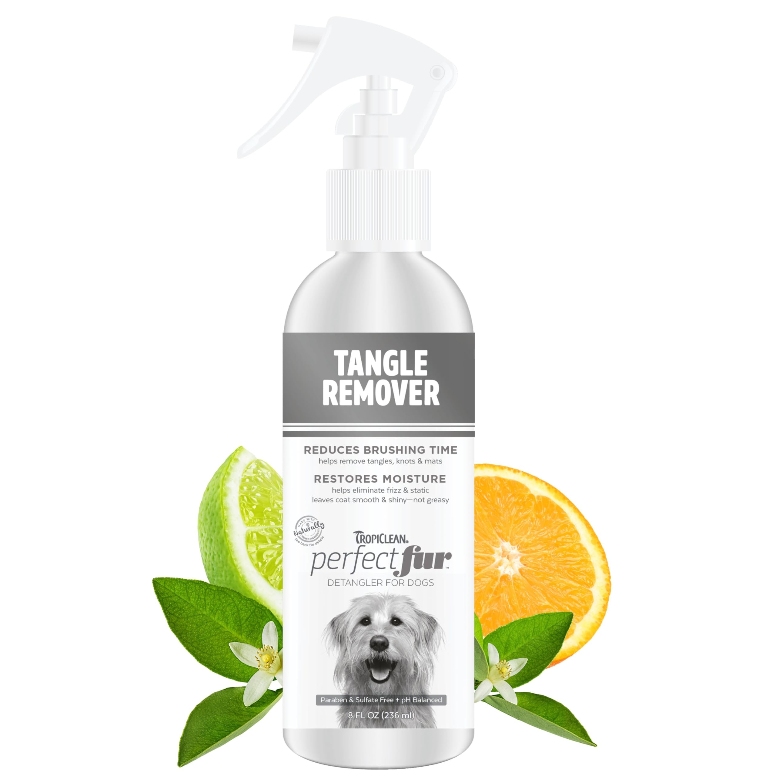 Tropiclean Perfect Furdetangler Spray For Dogs - Made In Usa - Detangling & Dematting Formula - Removes Mats & Knots For Gentle, Easy Brushing - Naturally Derived, 8Oz